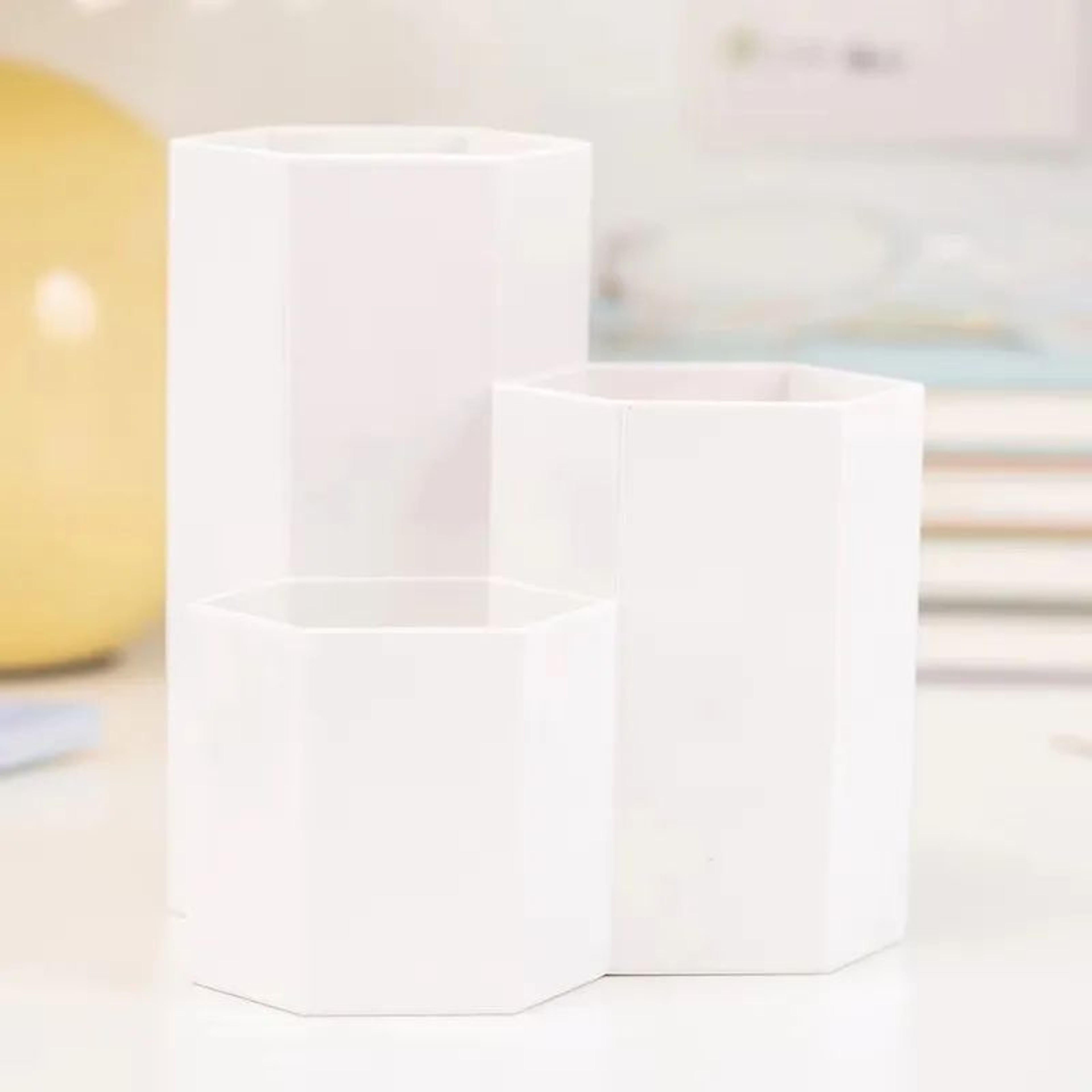 ThreeGrid Multifunctional Pen Holder  Desktop Stationery  Makeup Brush Storage Box Organizer 9