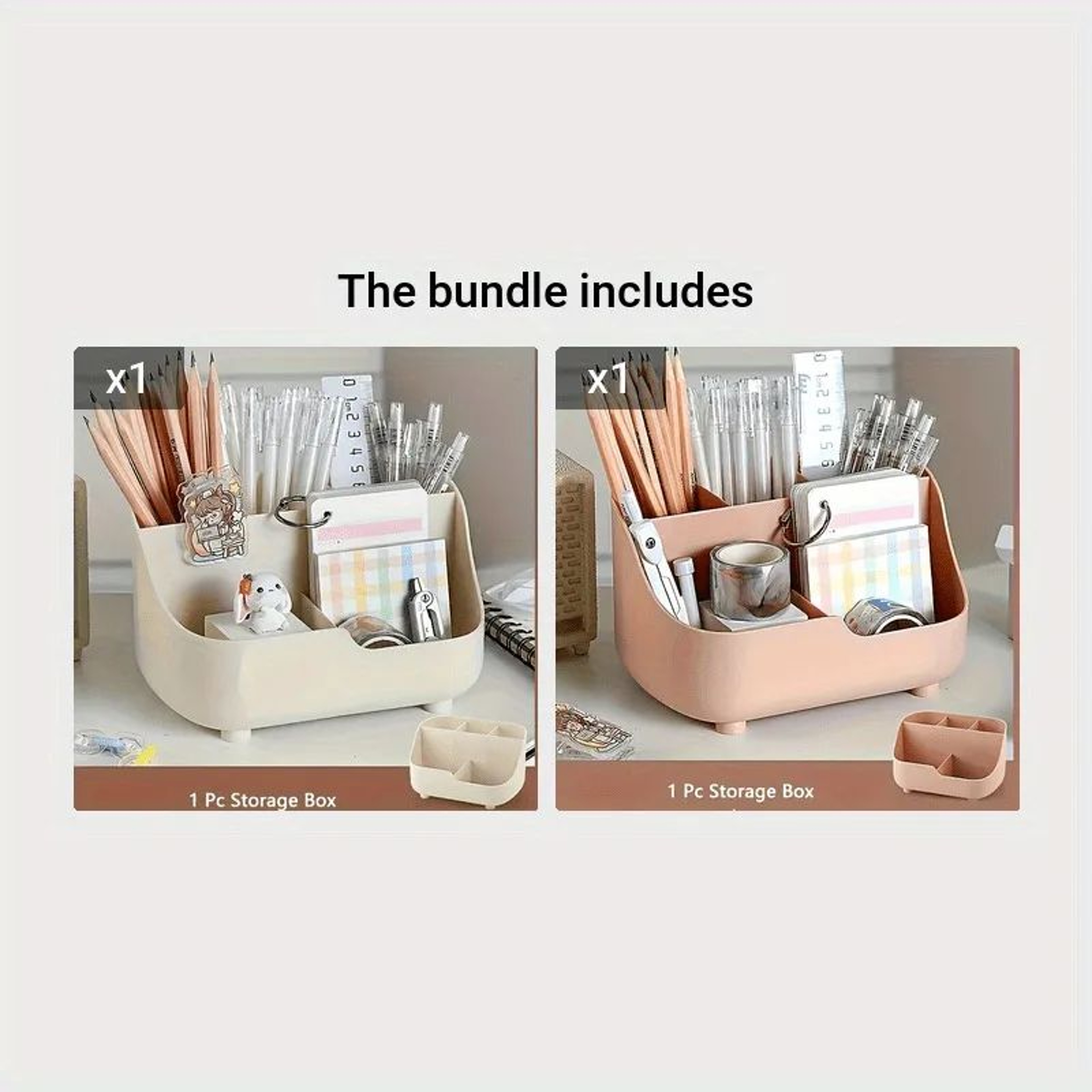 Large Capacity 5Grid Desktop Storage Box  MultiFunction Solid Color Table Organizer 5