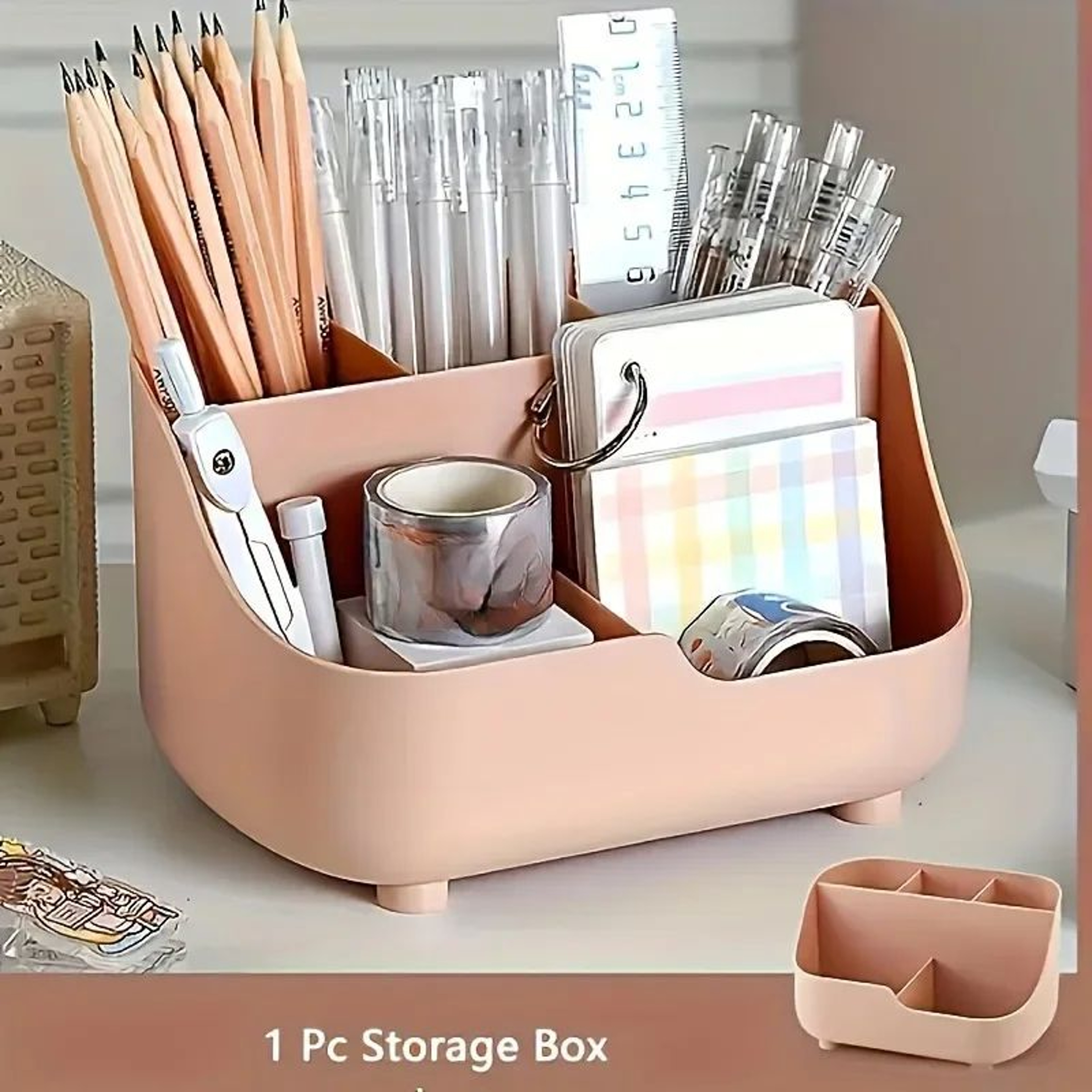 Large Capacity 5Grid Desktop Storage Box  MultiFunction Solid Color Table Organizer 7