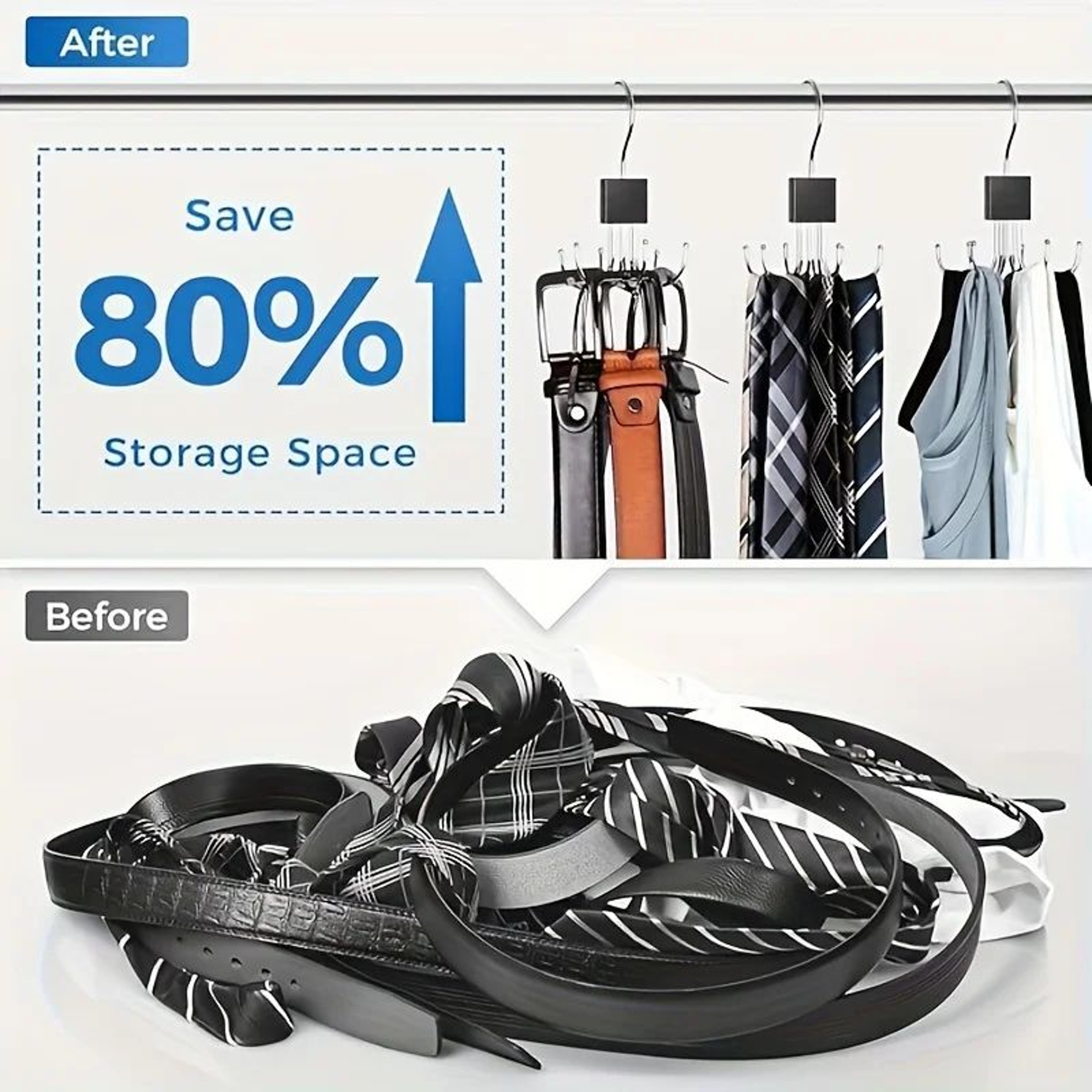 24Slot Rotating MultiClaw Belt  Accessory Hanger  360 Metal Hook Closet Organizer With Wooden Top 2
