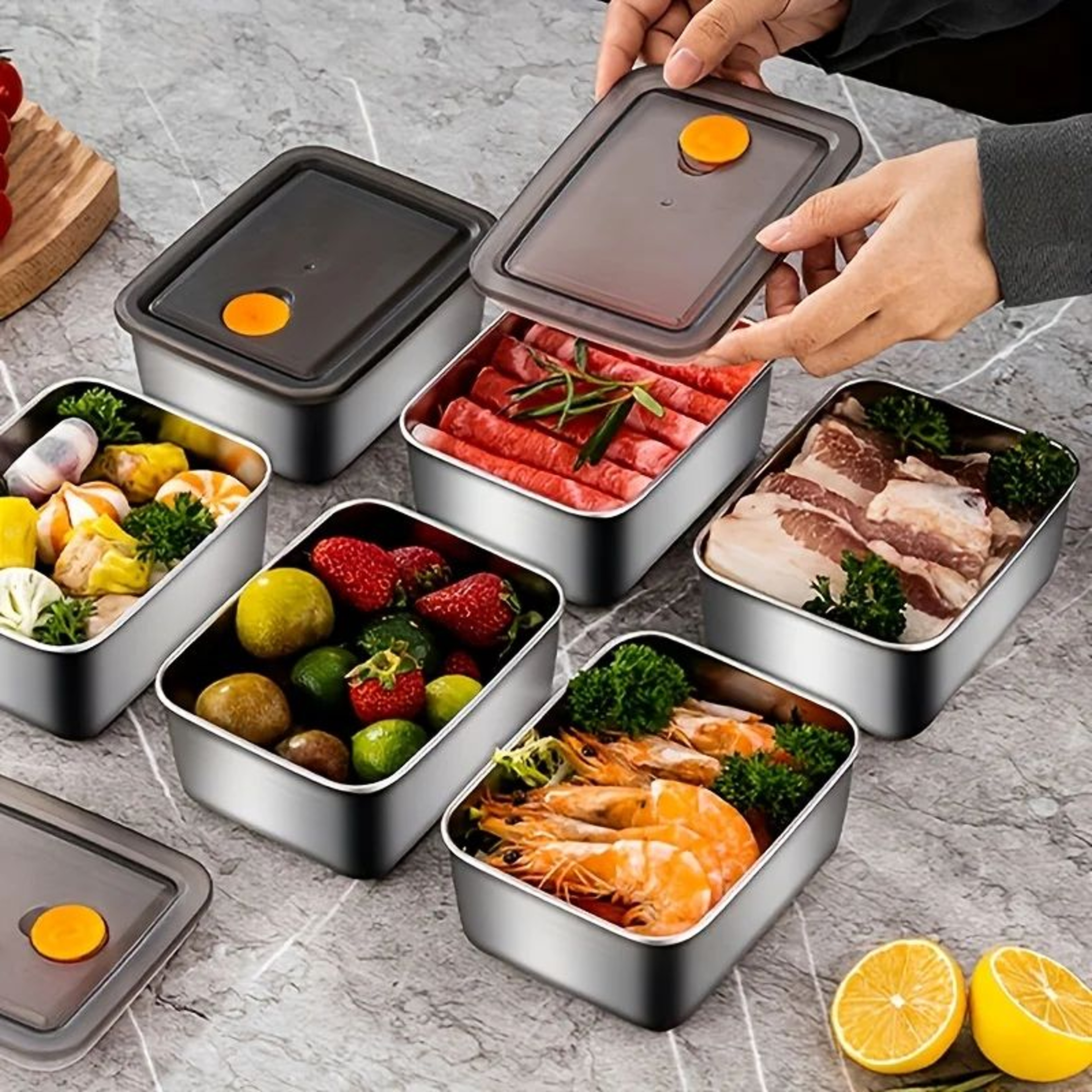Stainless Steel Food Storage Containers Set  Thickened Leakproof BPAFree Stackable Fridge  Pantry O 1