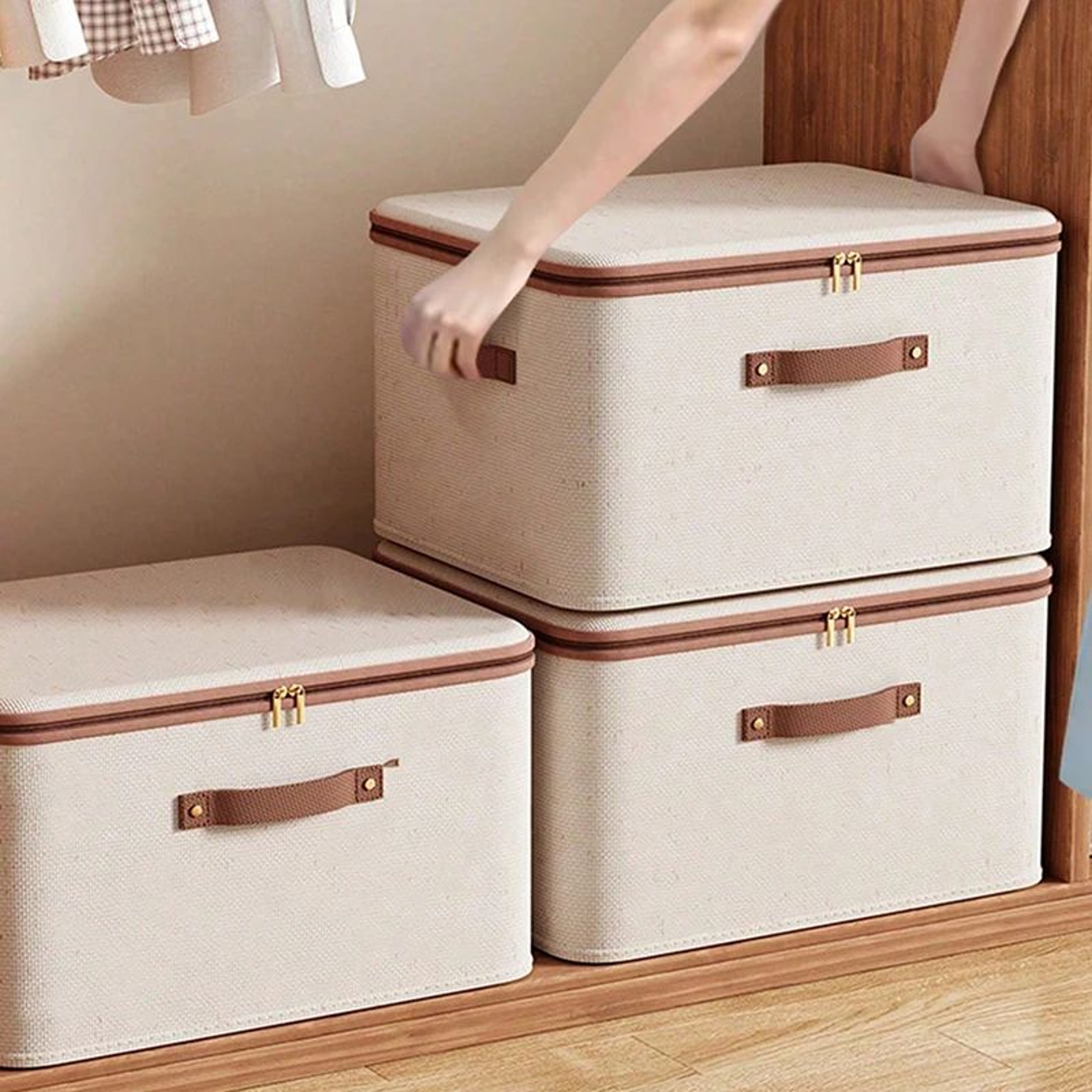 Foldable Clothes Storage Box With Zipper  Handle For Closet Organization 1