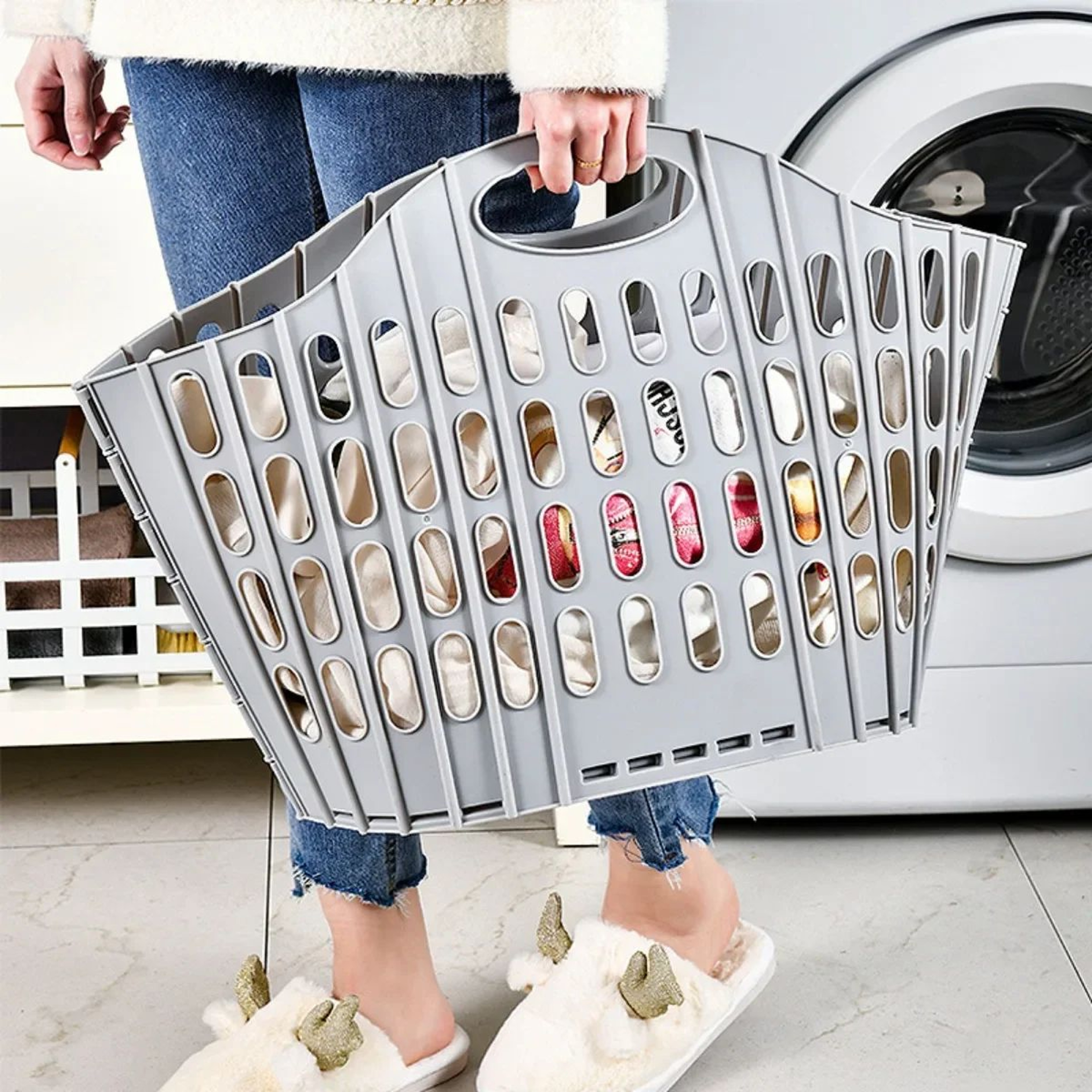 Modern Foldable HighCapacity Laundry Hamper  Portable Dirty Clothes Organizer Basket 2
