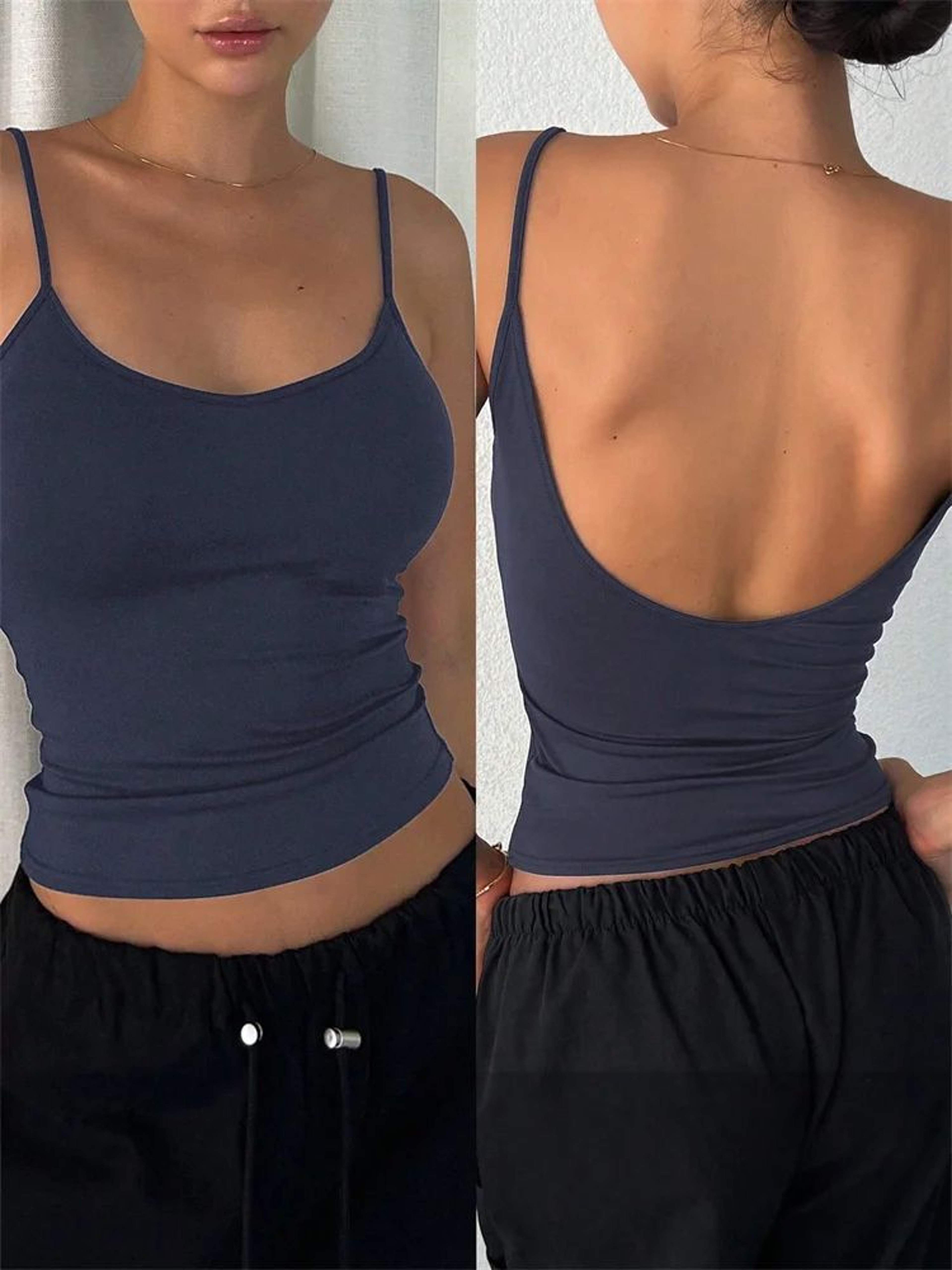 Phumee Backless Cami Crop Top  Solid Y2K Sleeveless Summer Streetwear 12