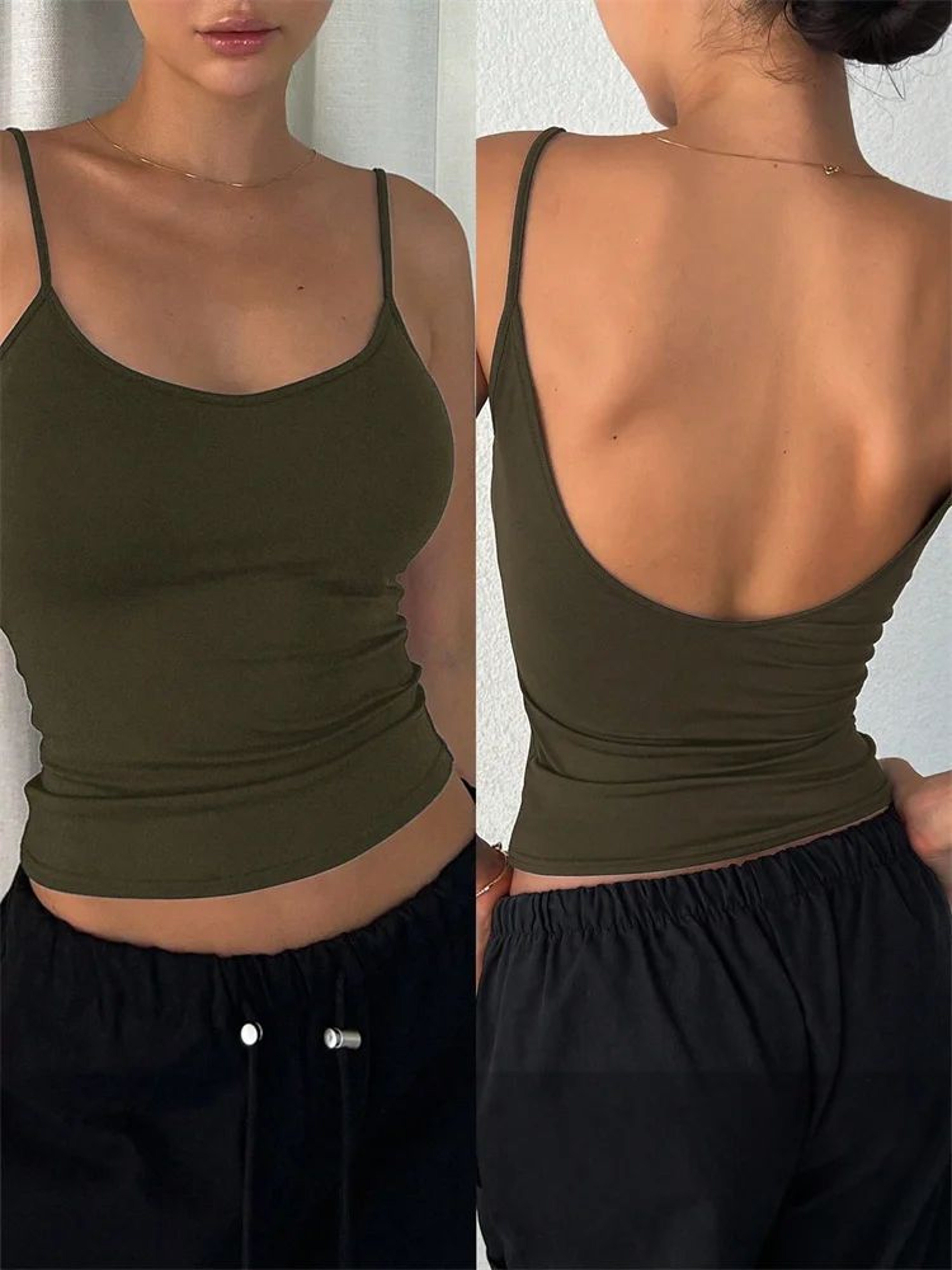 Phumee Backless Cami Crop Top  Solid Y2K Sleeveless Summer Streetwear 7