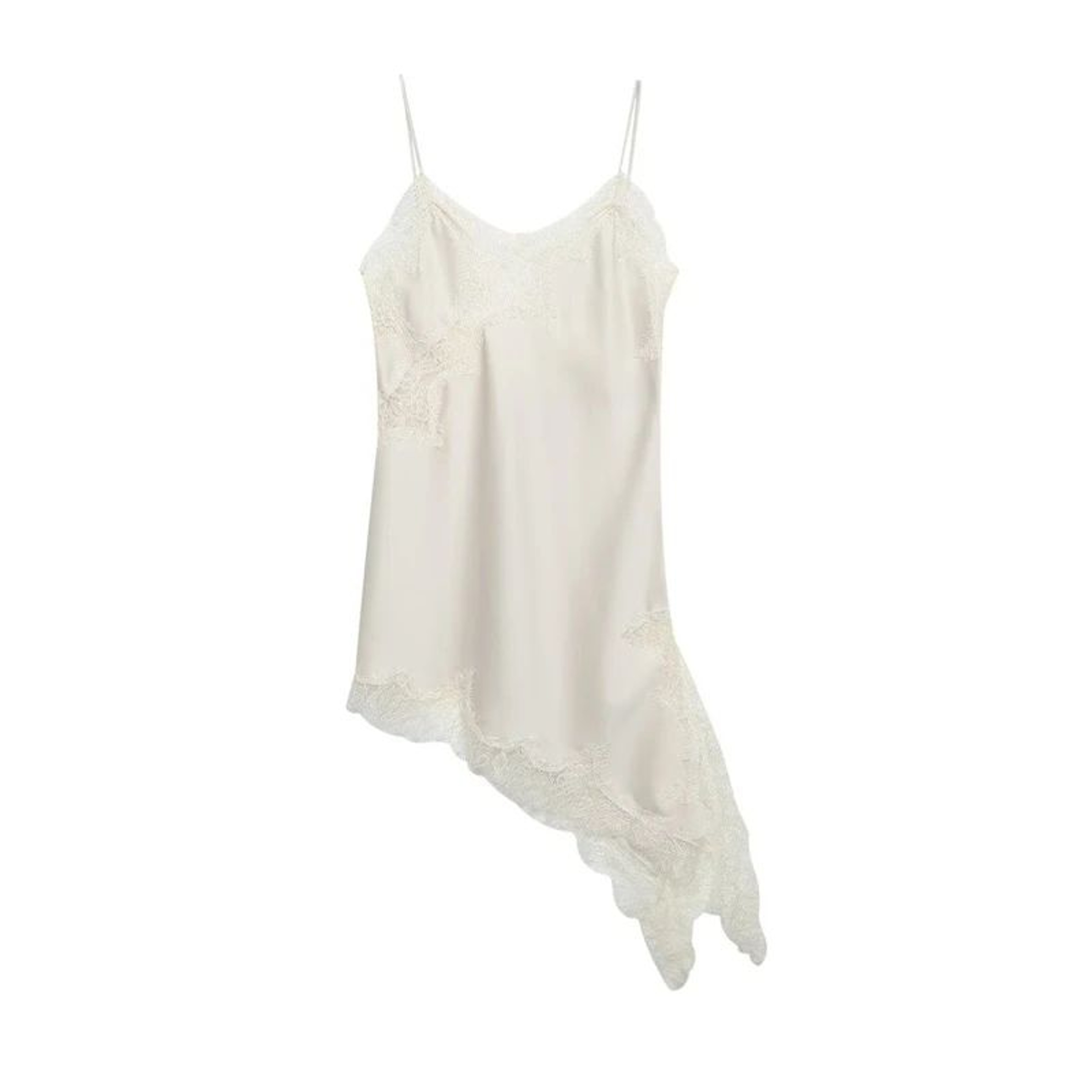 Combhasaki Floral Lace Satin HighLow Cami  Asymmetrical Silk Spaghetti Strap Flowy Top 7