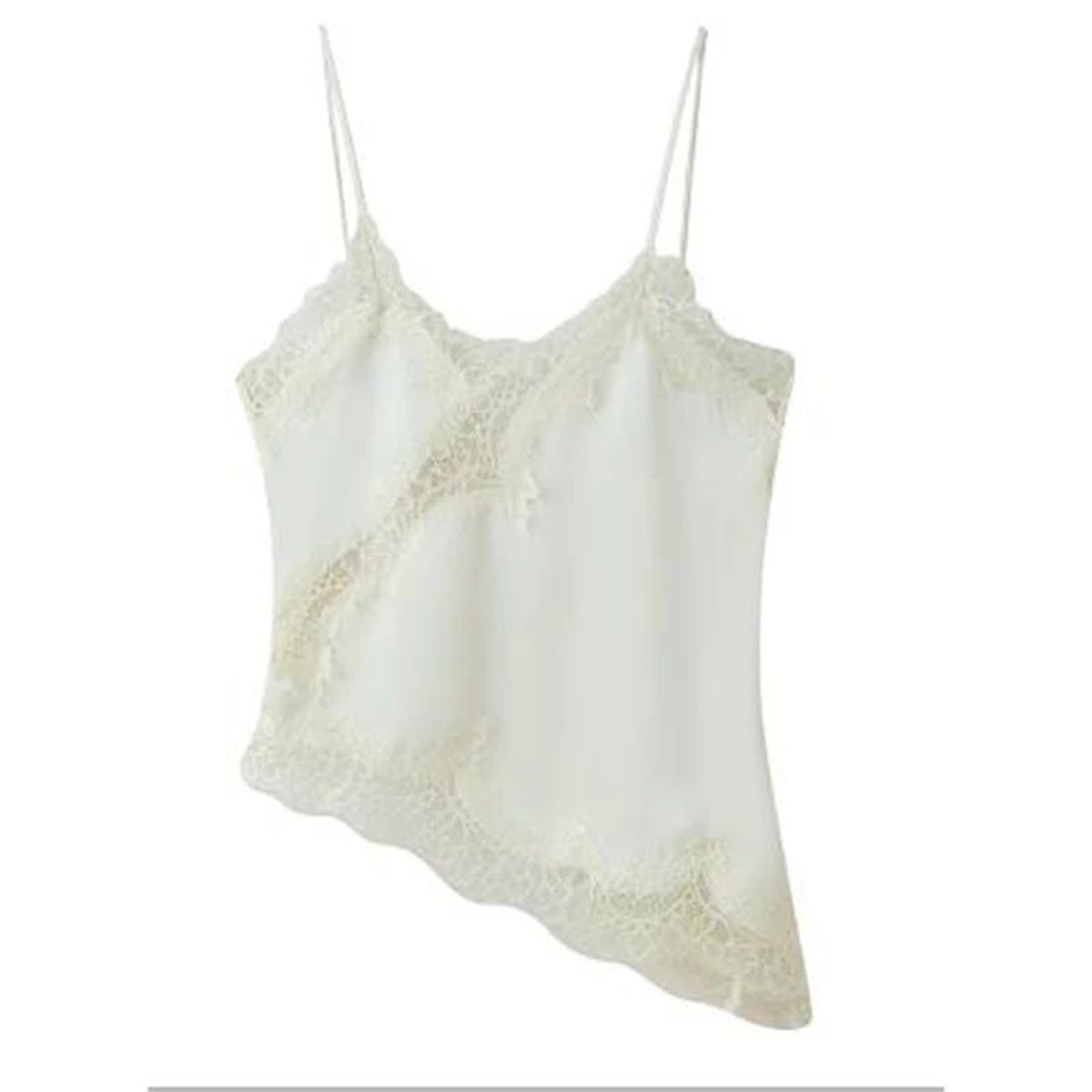 Combhasaki Floral Lace Satin HighLow Cami  Asymmetrical Silk Spaghetti Strap Flowy Top 8