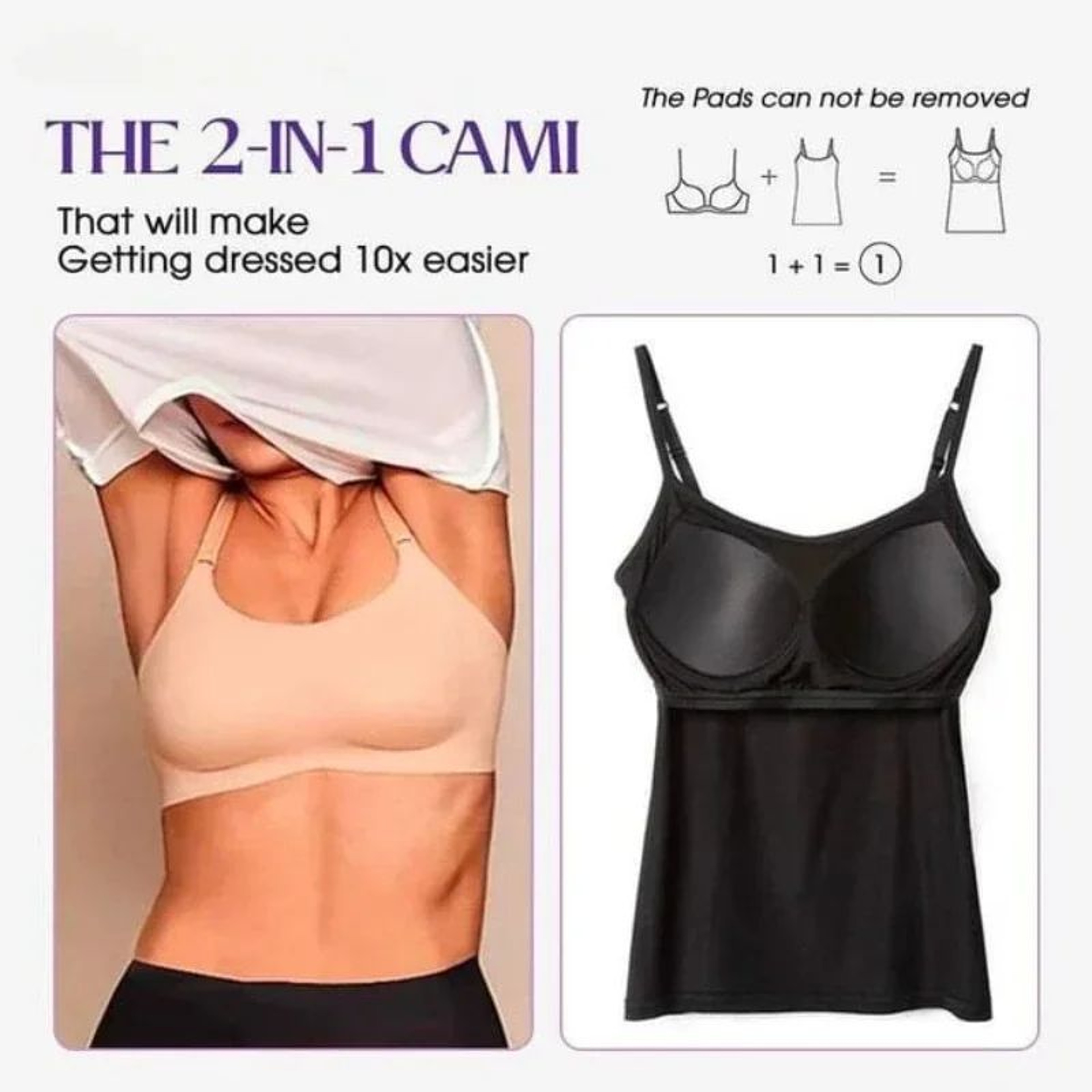 Womens Solid Padded Spaghetti Strap Cami  BuiltIn Bra Sexy Slim Tank Top 2024 5