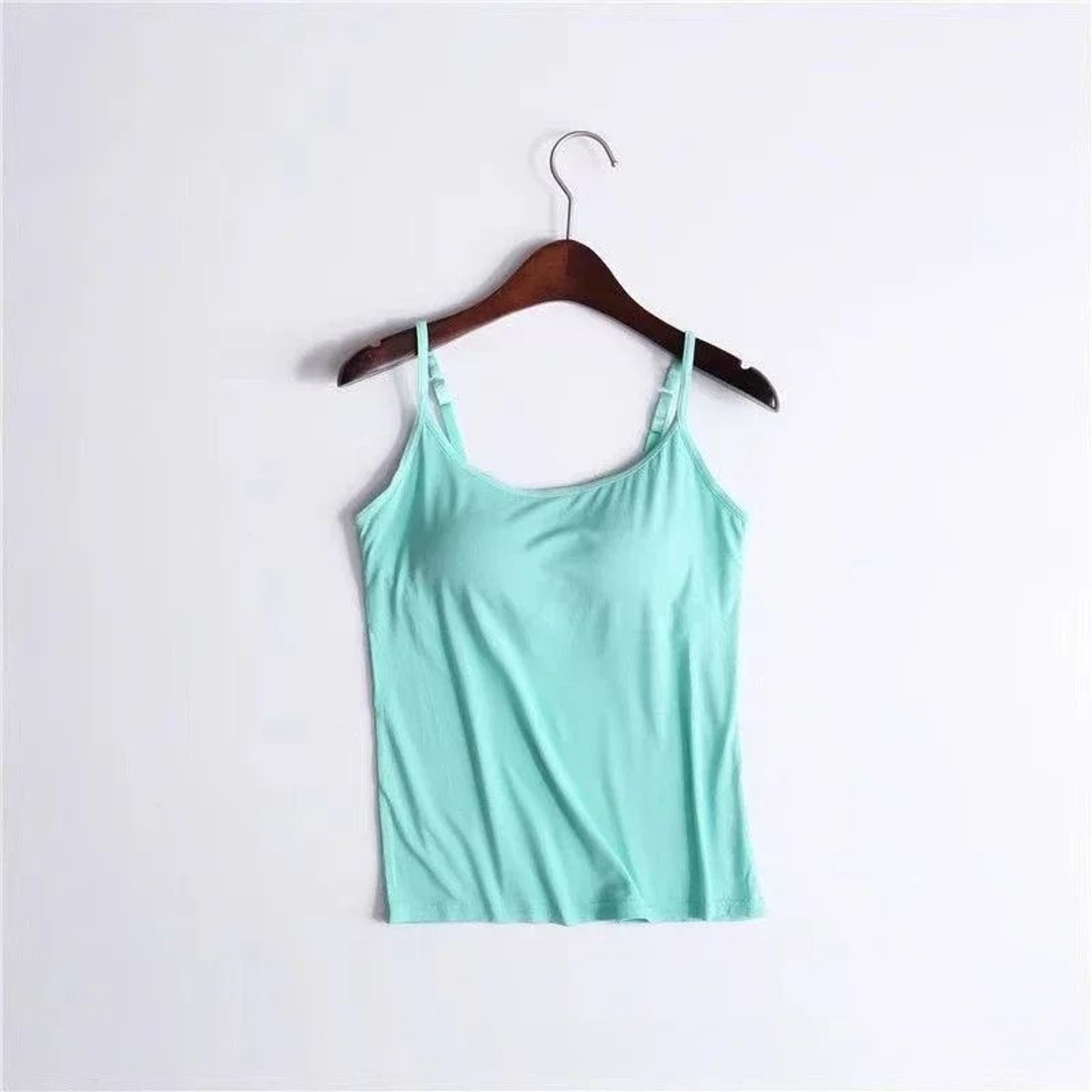 Womens Solid Padded Spaghetti Strap Cami  BuiltIn Bra Sexy Slim Tank Top 2024 8