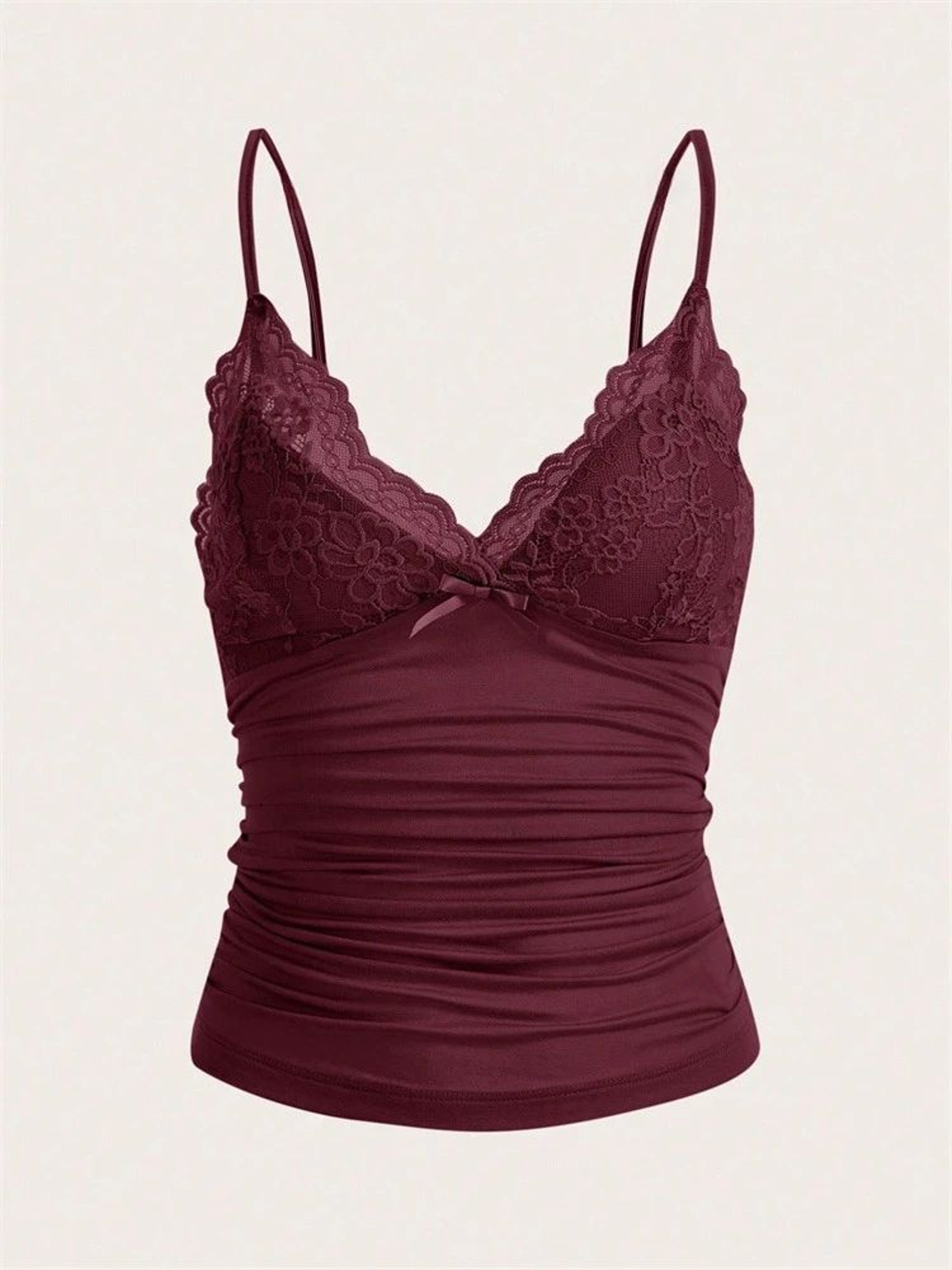Sexy Lace Bow Front Crop Cami Top  Ruched Backless Y2K Grunge Summer Tank 7