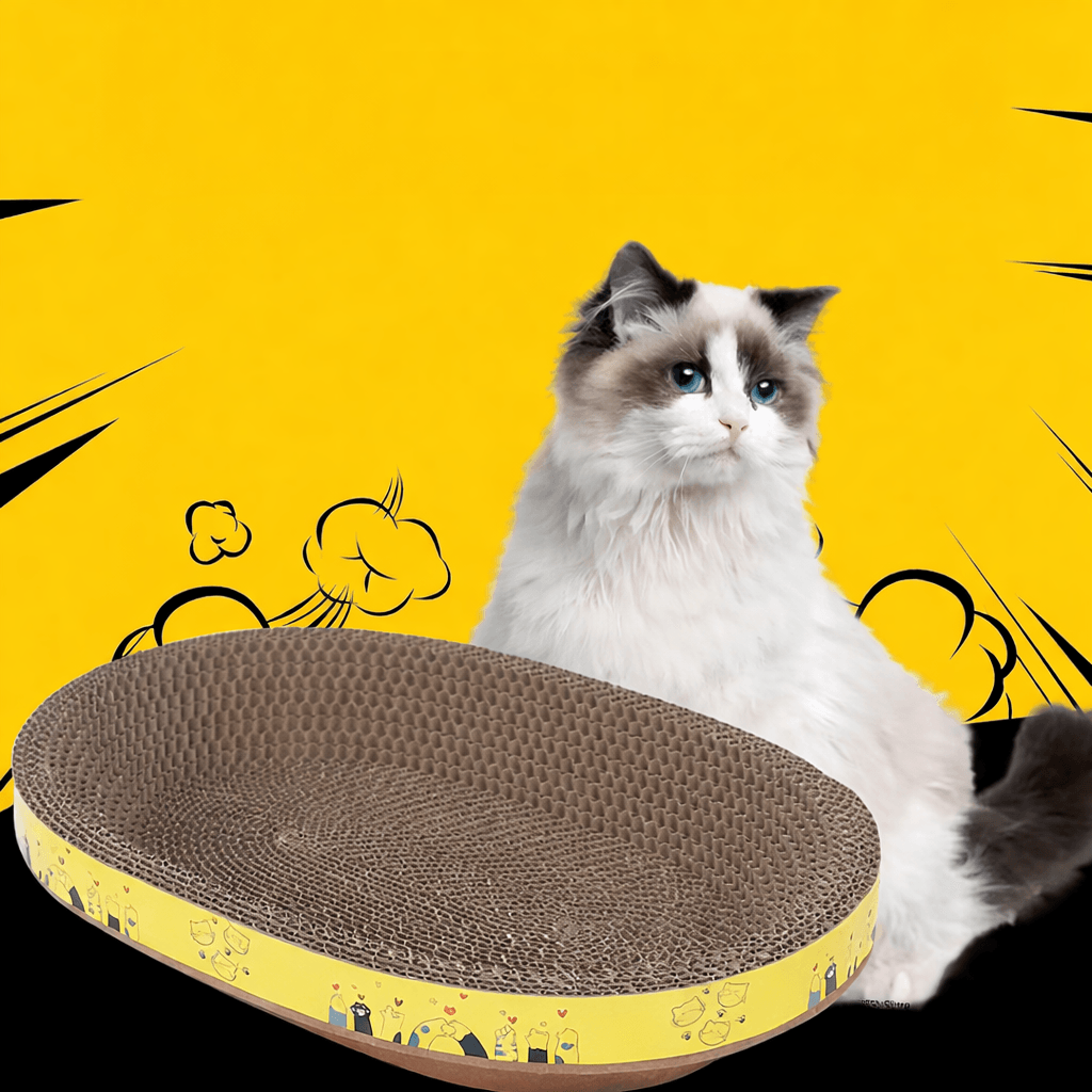 Corrugated Paper Cat Bed  Scratching Board  Oval Protective Furniture ClawSafe Lounge For Cats 0