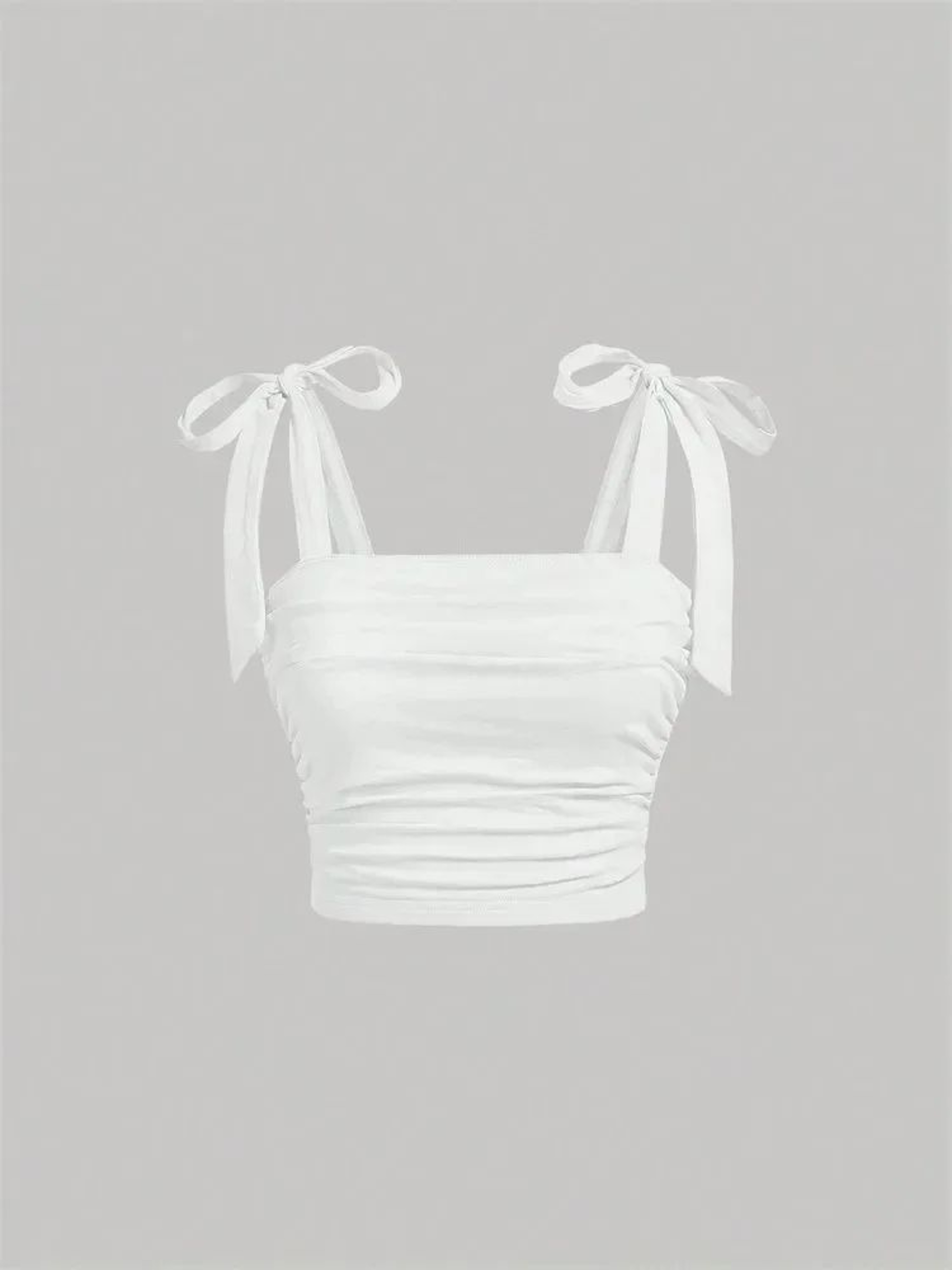 Solid Tie Shoulder Ruched Crop Cami  Y2K Backless Bow Streetwear Top 14