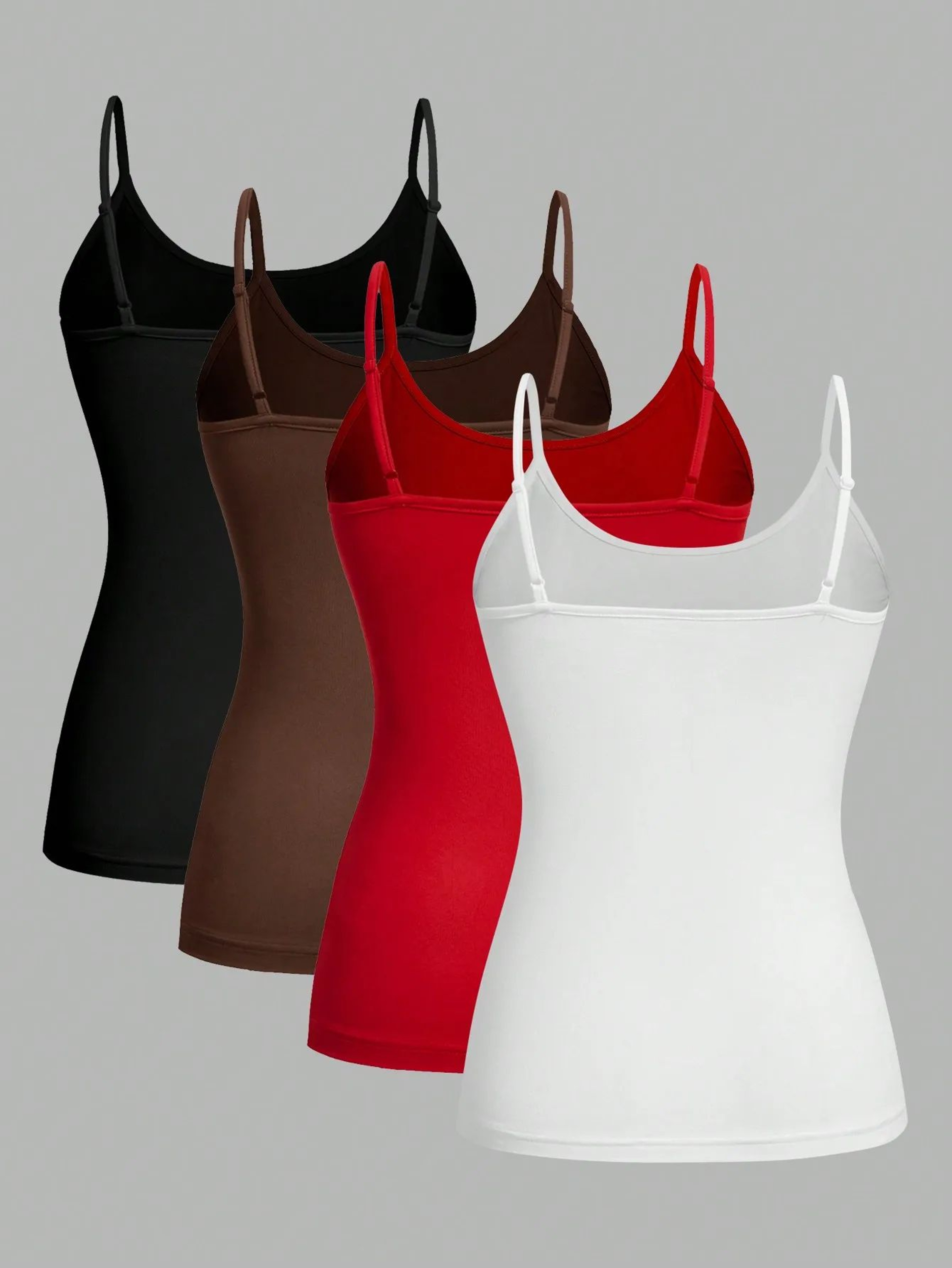 4 Pcs Womens Solid Color Camisole Set  Basic Stretch Summer Tank Tops 1