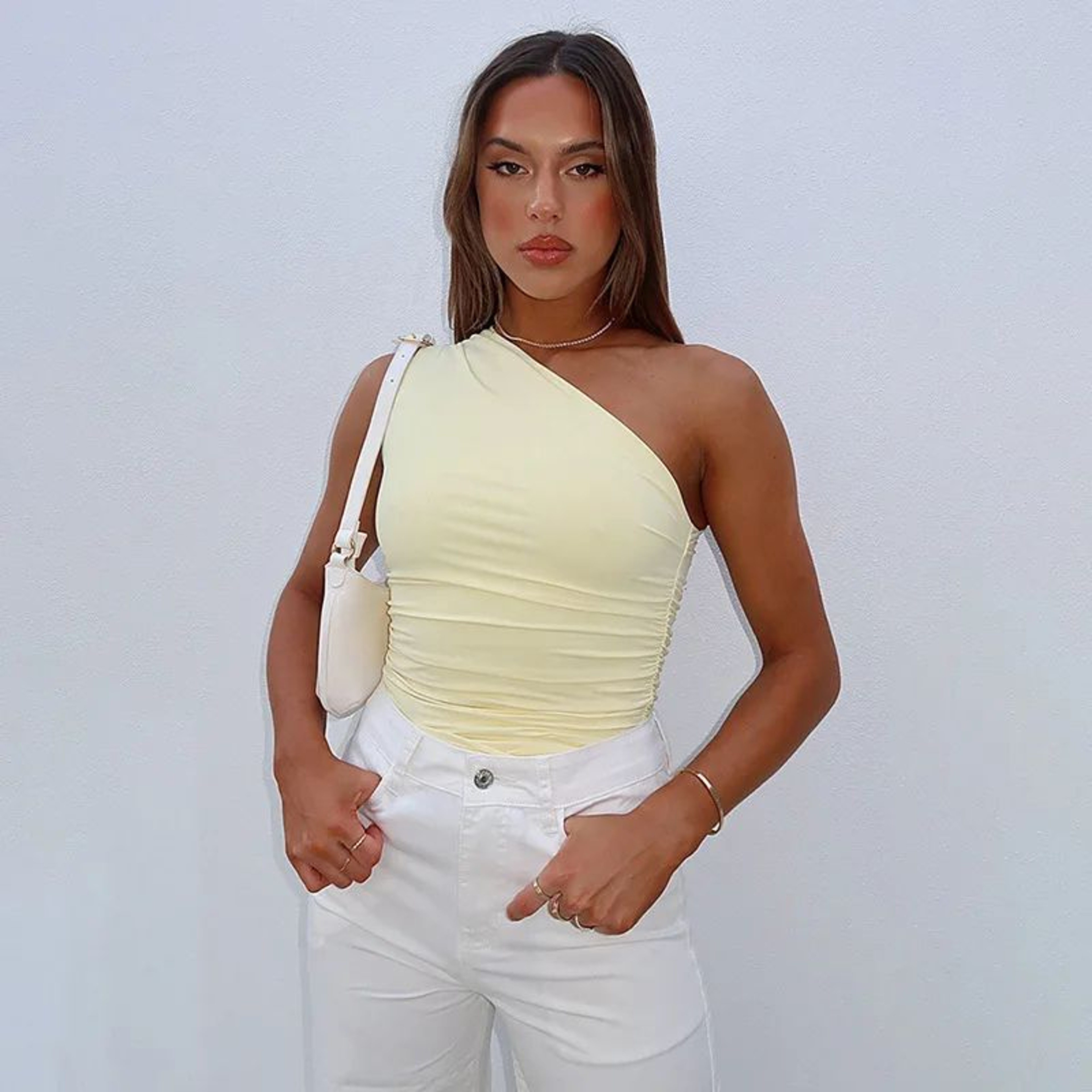 One Shoulder Backless Slim Tank Top  Candy Color Sexy Summer Tee 5