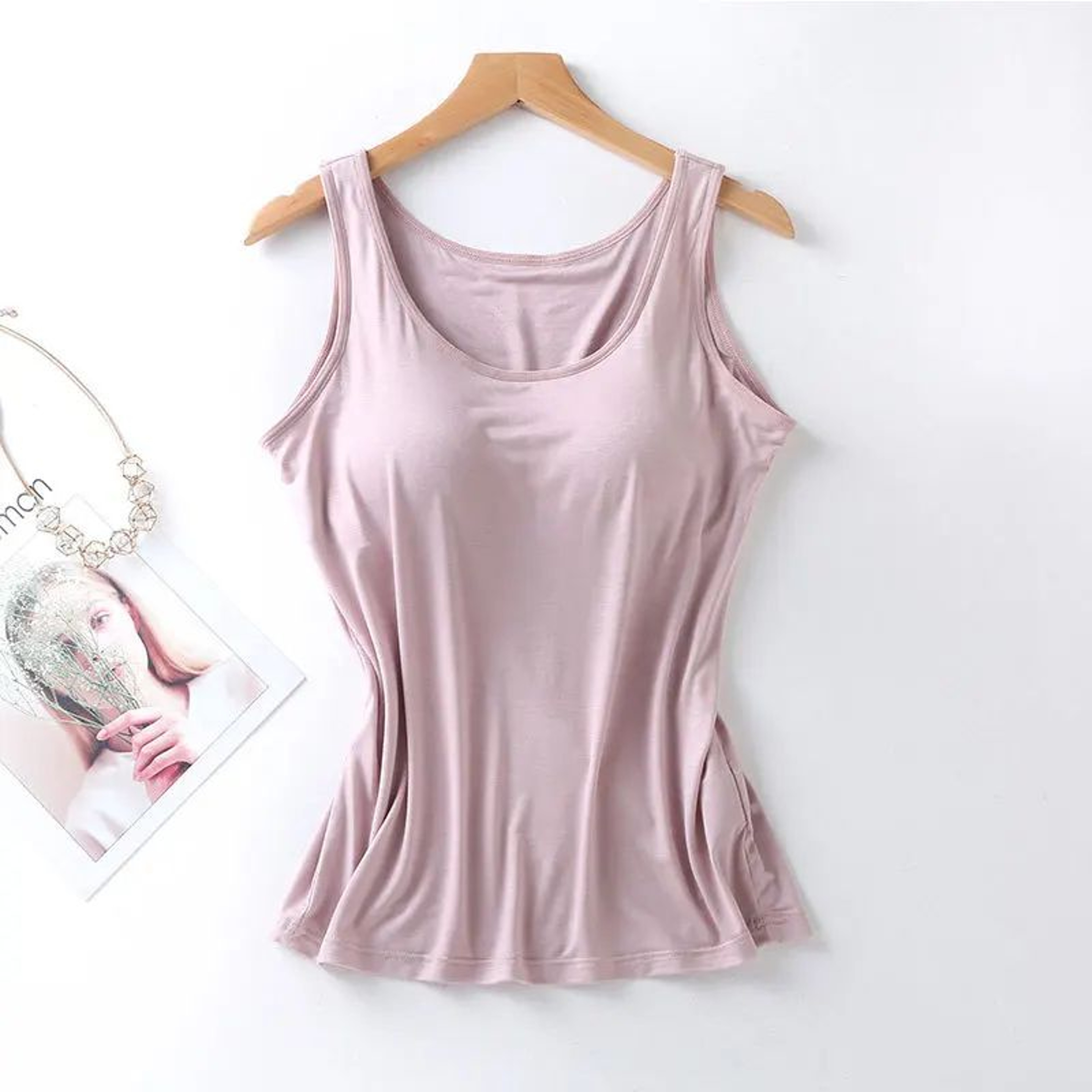 Womens BuiltIn Bra Padded Slim Fit Tank Top 2