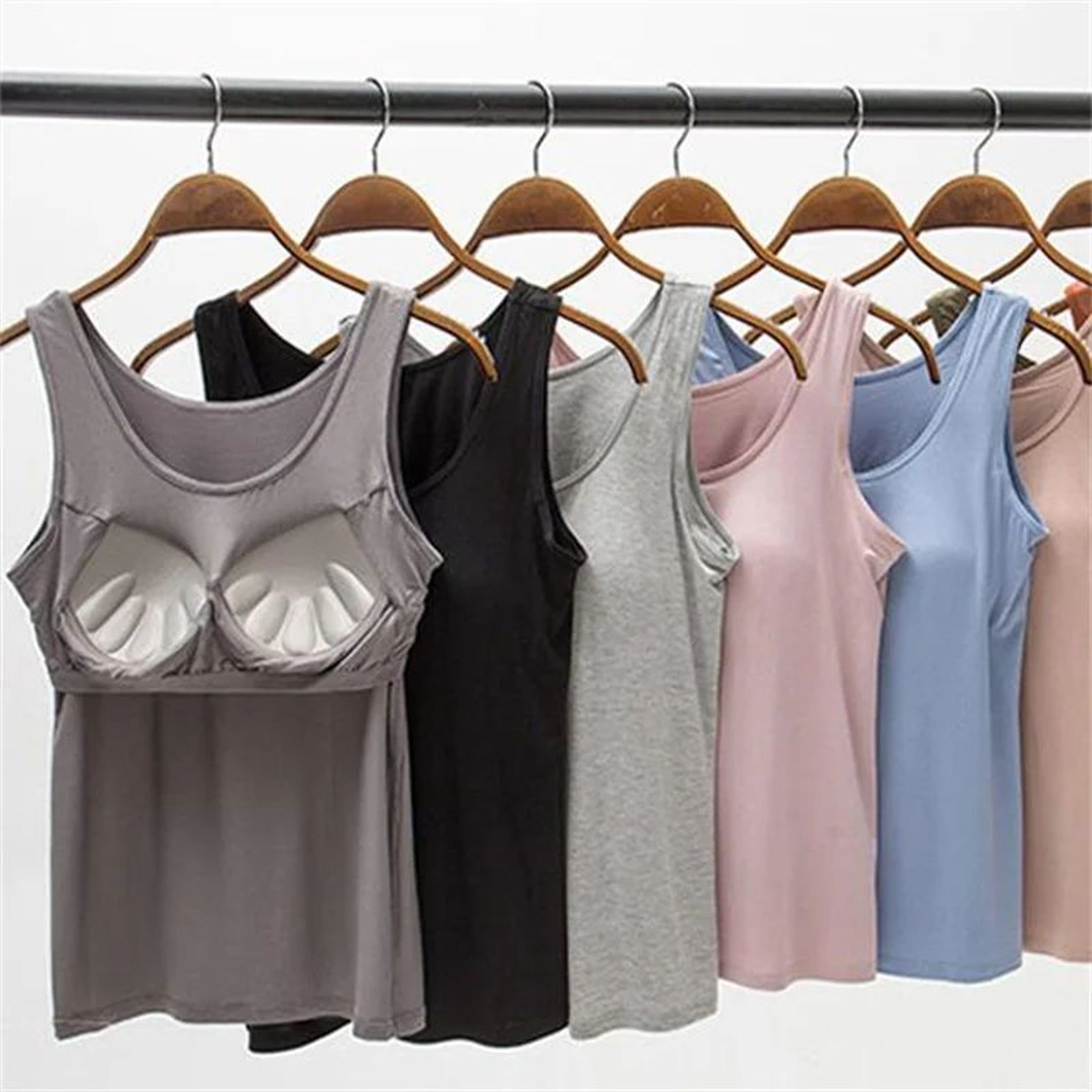 Womens BuiltIn Bra Padded Slim Fit Tank Top 5