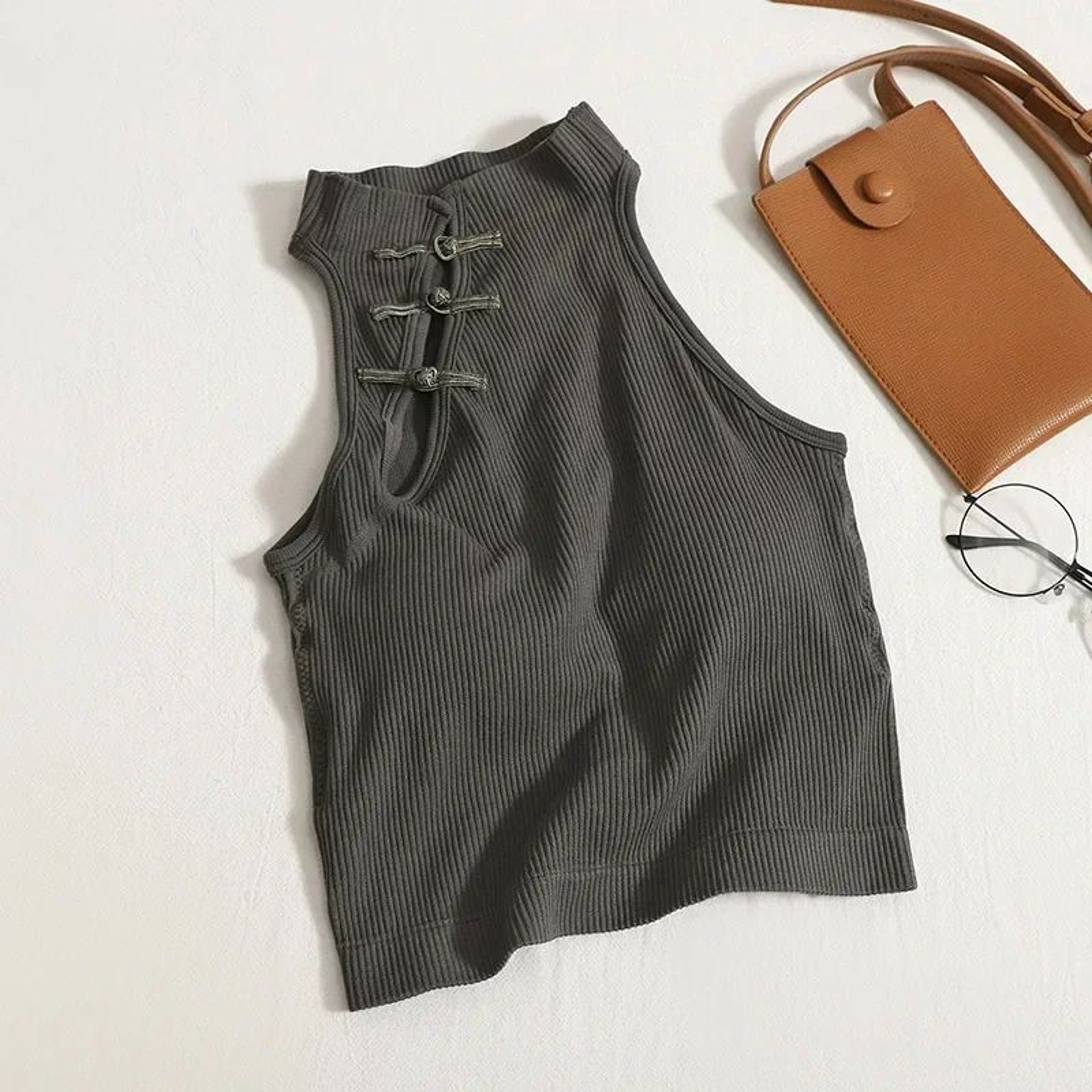Vintage Halter Corset Crop Camisole With BuiltIn Bra For Women 12