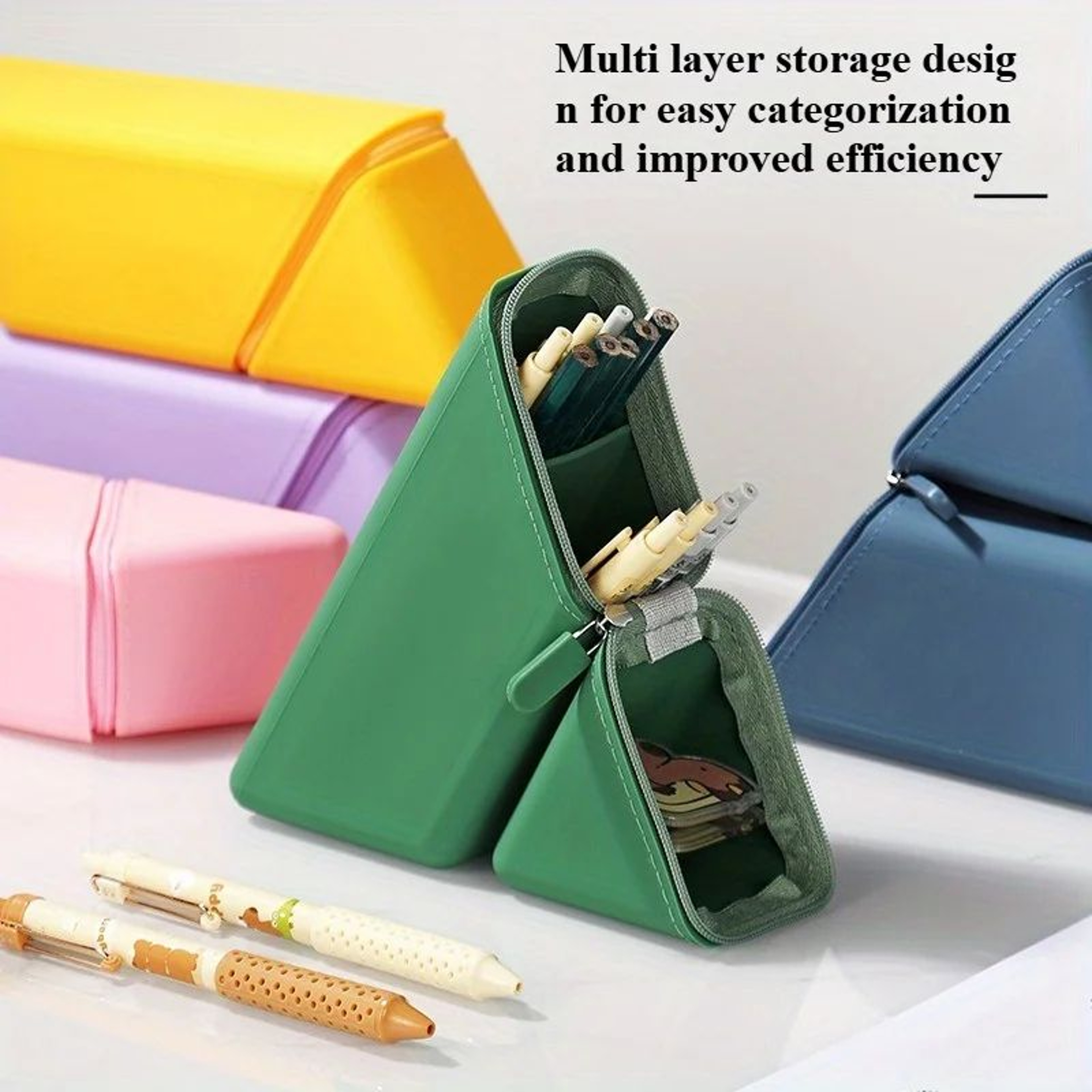 Foldable Silicone Pen Holder  Flexible Desktop Office  Study Organizer Cup 0