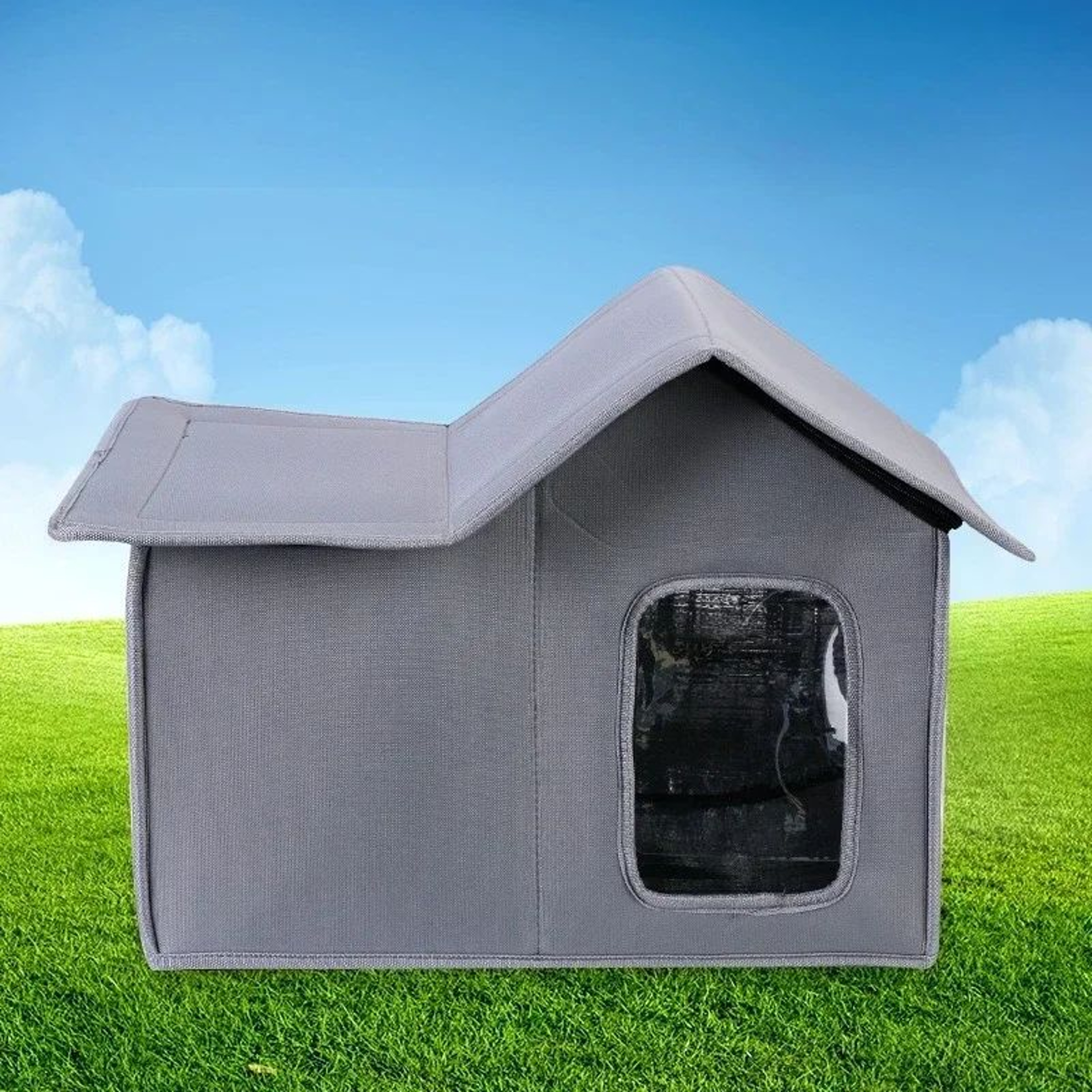 WeatherSafe Waterproof Outdoor Cat House  Removable  Washable Pet Shelter For Cats  Small Dogs 6