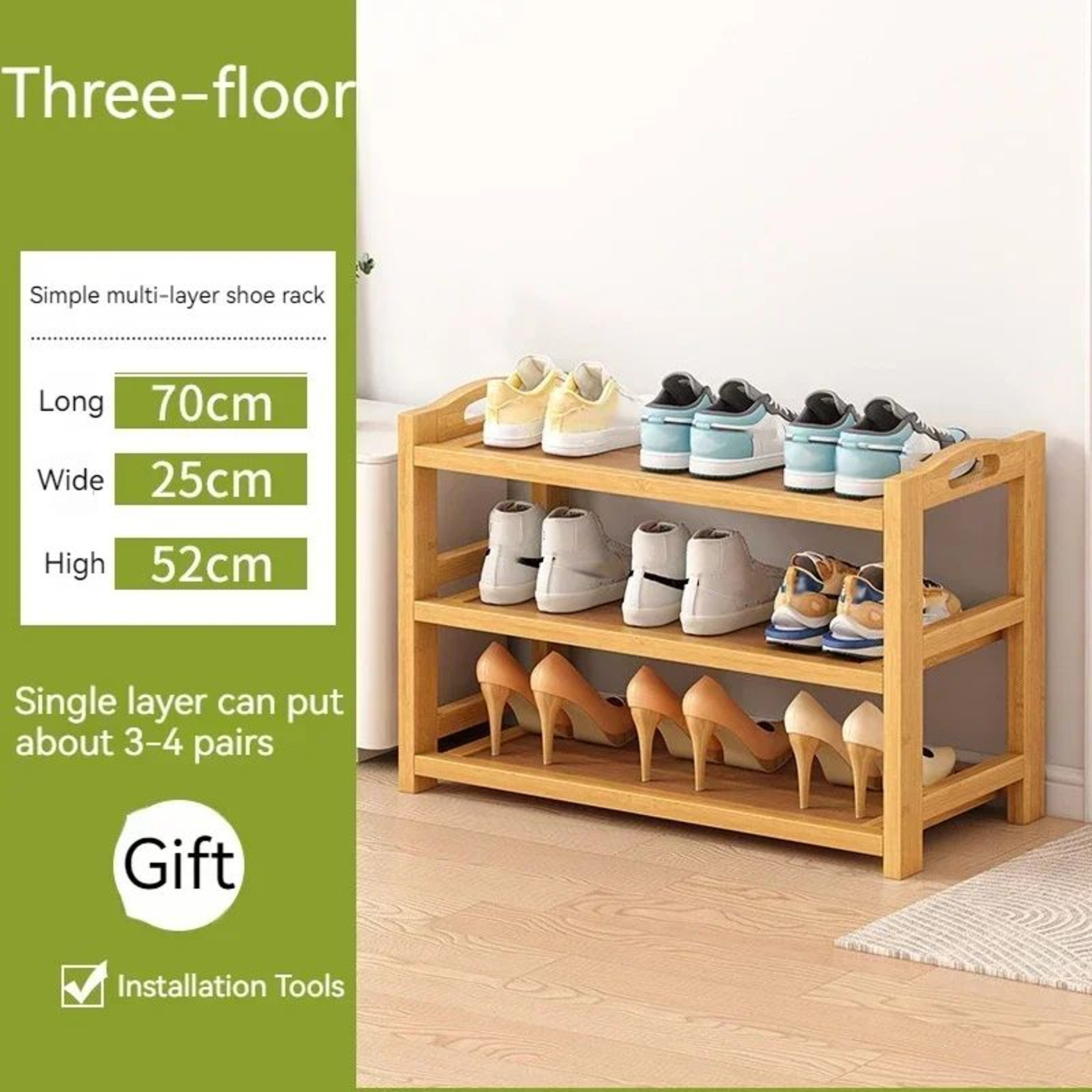 EcoTier Bamboo MultiLayer Shoe Rack  Modern Dustproof Entrance Storage Cabinet 7