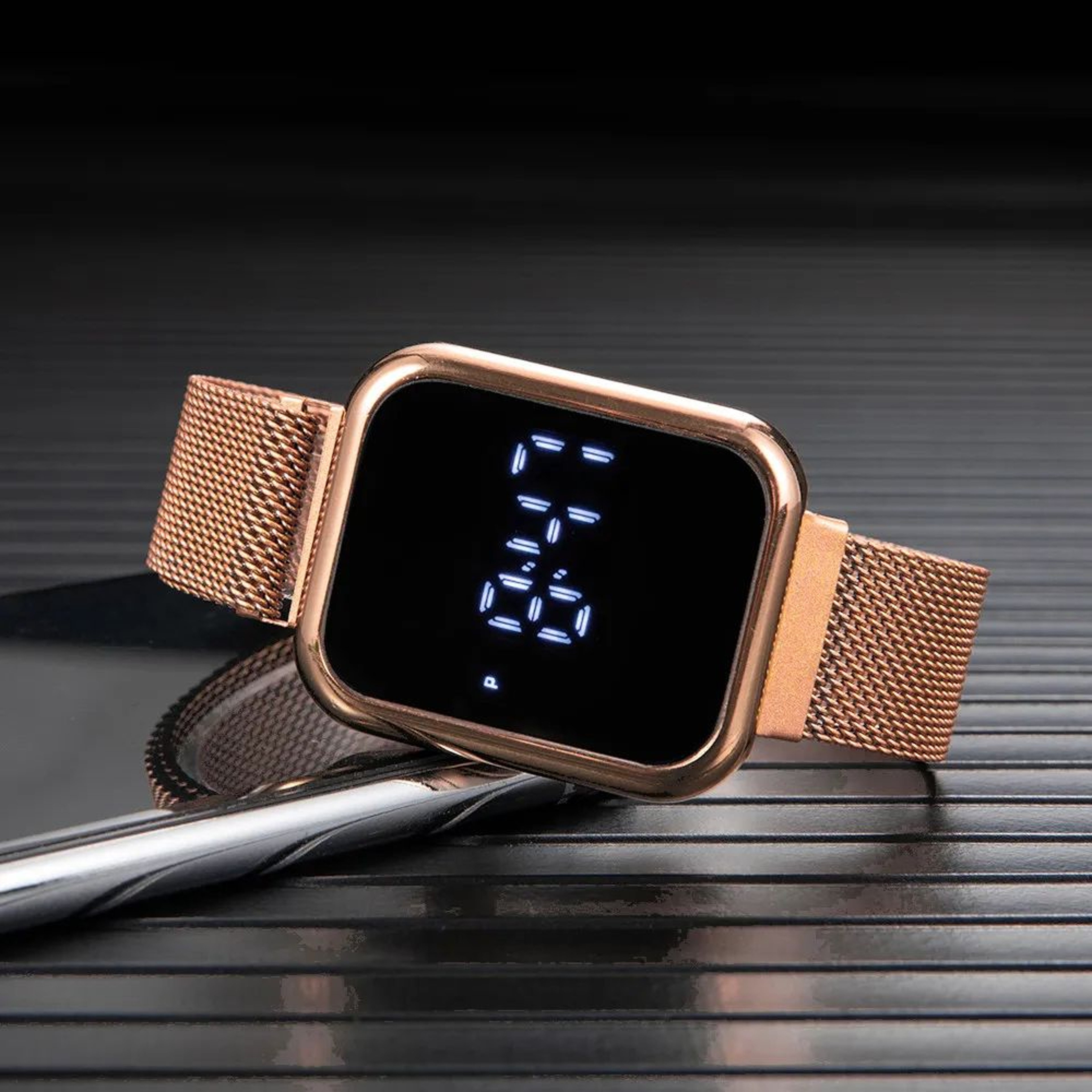 Luxury Digital Couple LED Watch  Stainless Steel Lover Bracelet Set 4