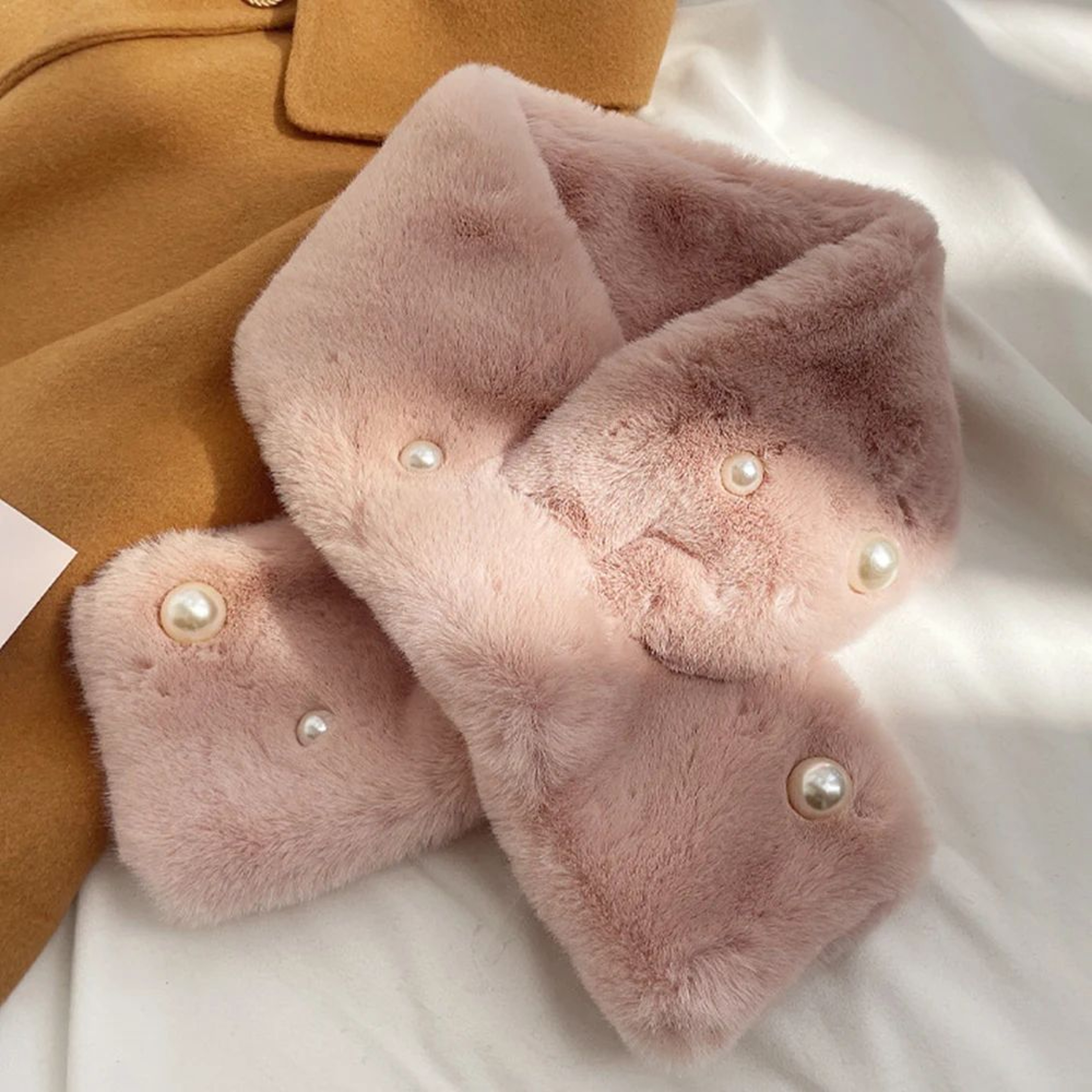 Luxury Faux Rabbit Fur Cross Collar Scarf  Womens Thick Winter Furry Neck Warmer 17