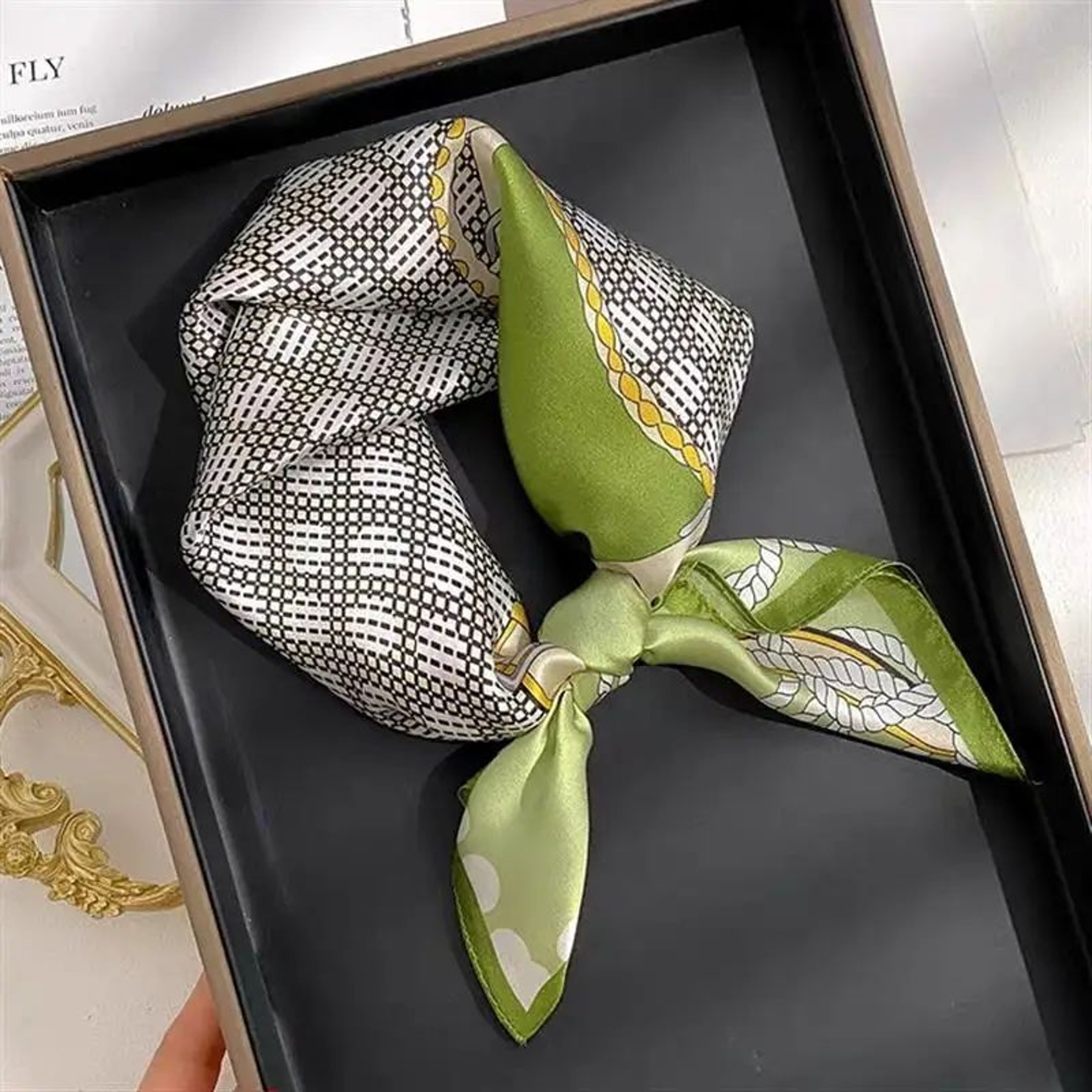 276in Luxury SilkFeel Square Scarf  Soft Satin Hairband Neckerchief  Bag Ribbon 4