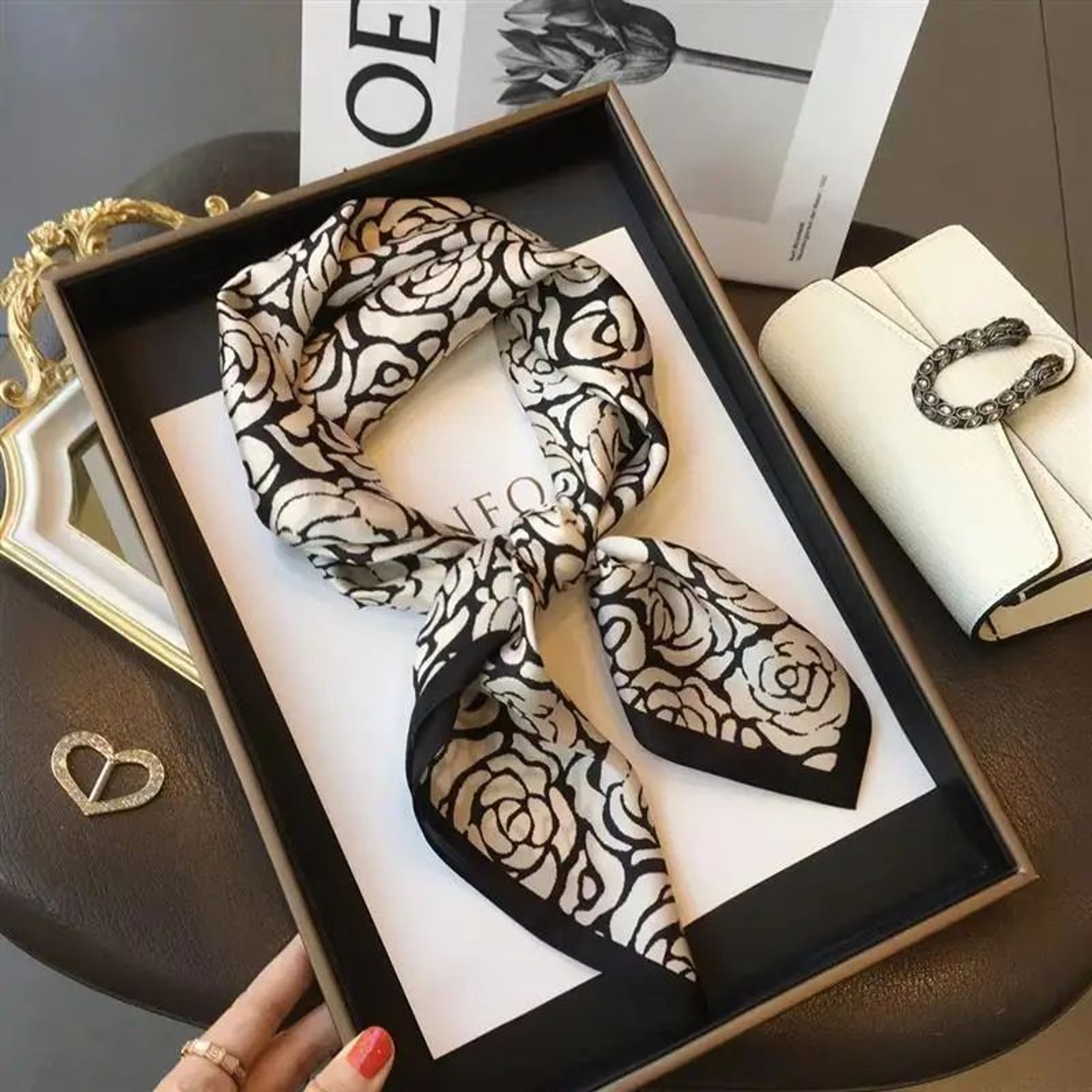 276in Luxury SilkFeel Square Scarf  Soft Satin Hairband Neckerchief  Bag Ribbon 7