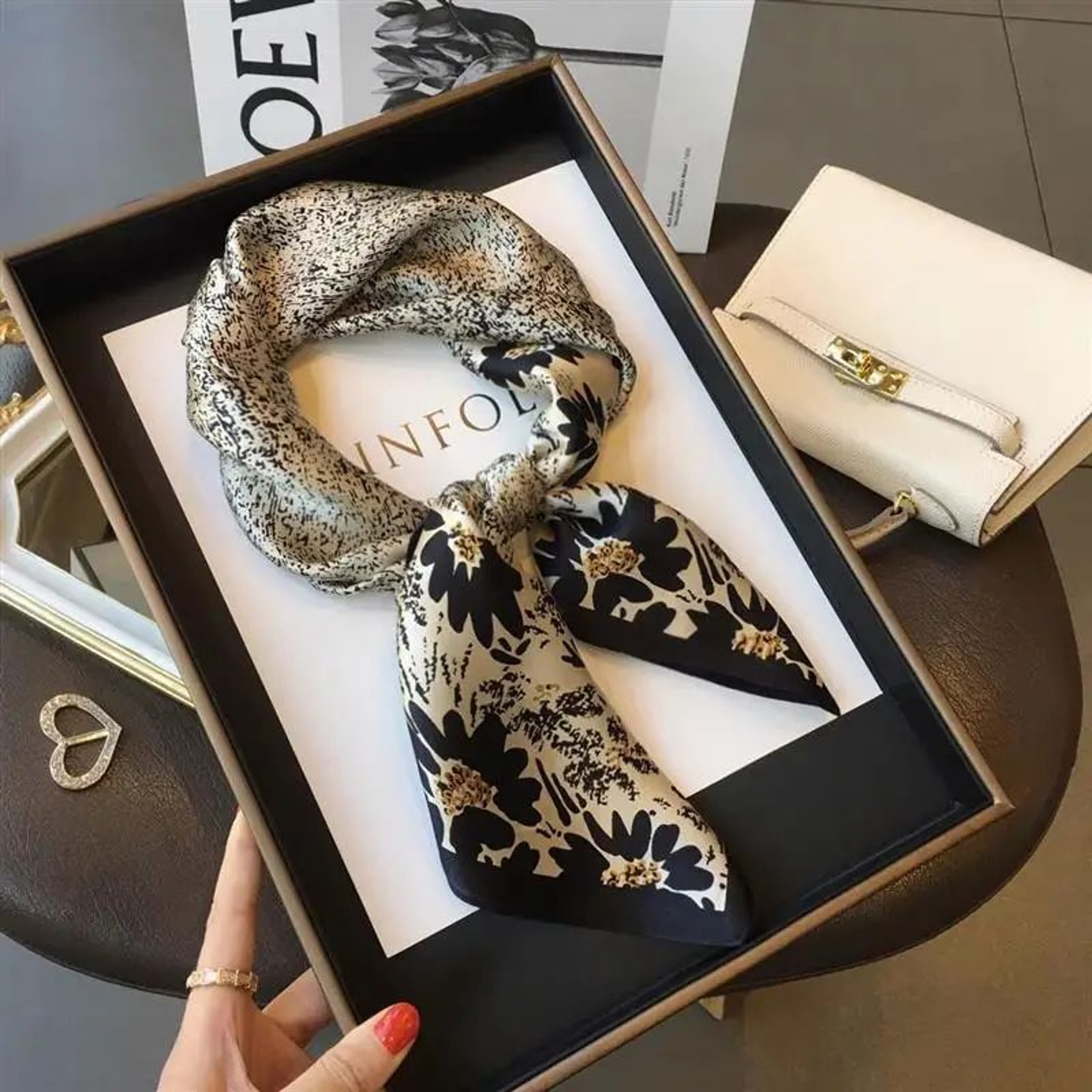 276in Luxury SilkFeel Square Scarf  Soft Satin Hairband Neckerchief  Bag Ribbon 11