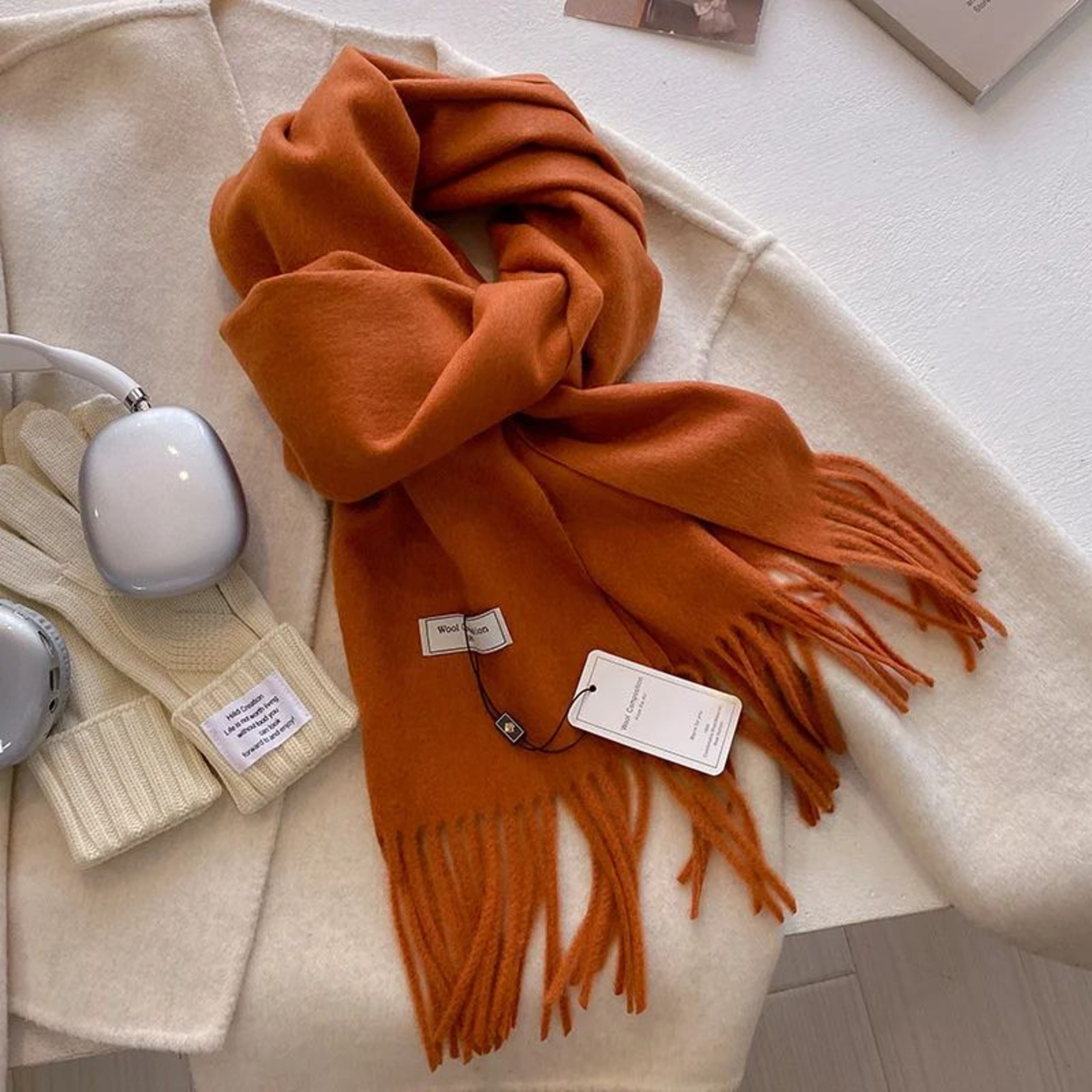 787in Luxury Winter Wool Blend Pashmina Scarf  Thick CashmereFeel Womens Shawl  Wrap 2024 7
