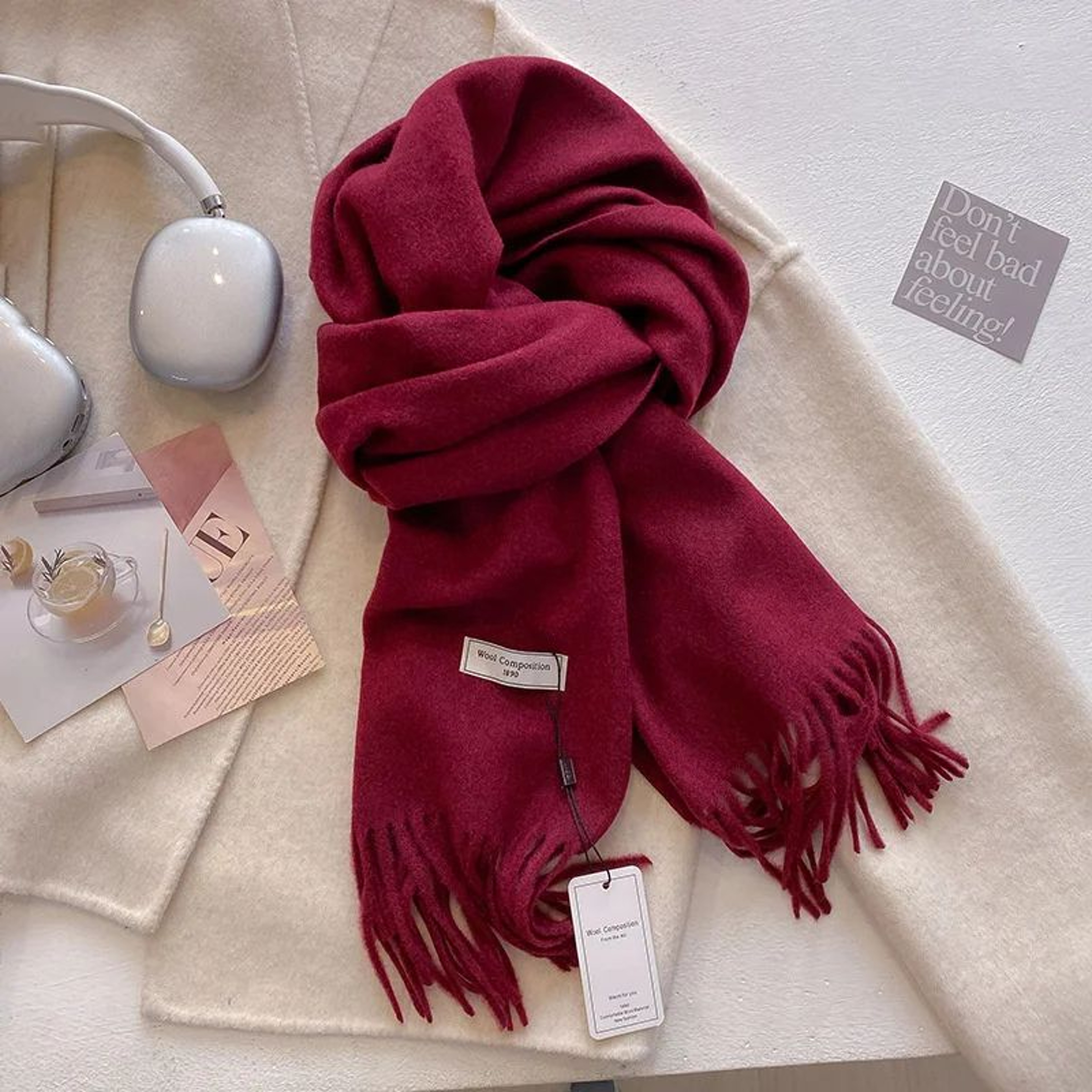 787in Luxury Winter Wool Blend Pashmina Scarf  Thick CashmereFeel Womens Shawl  Wrap 2024 13