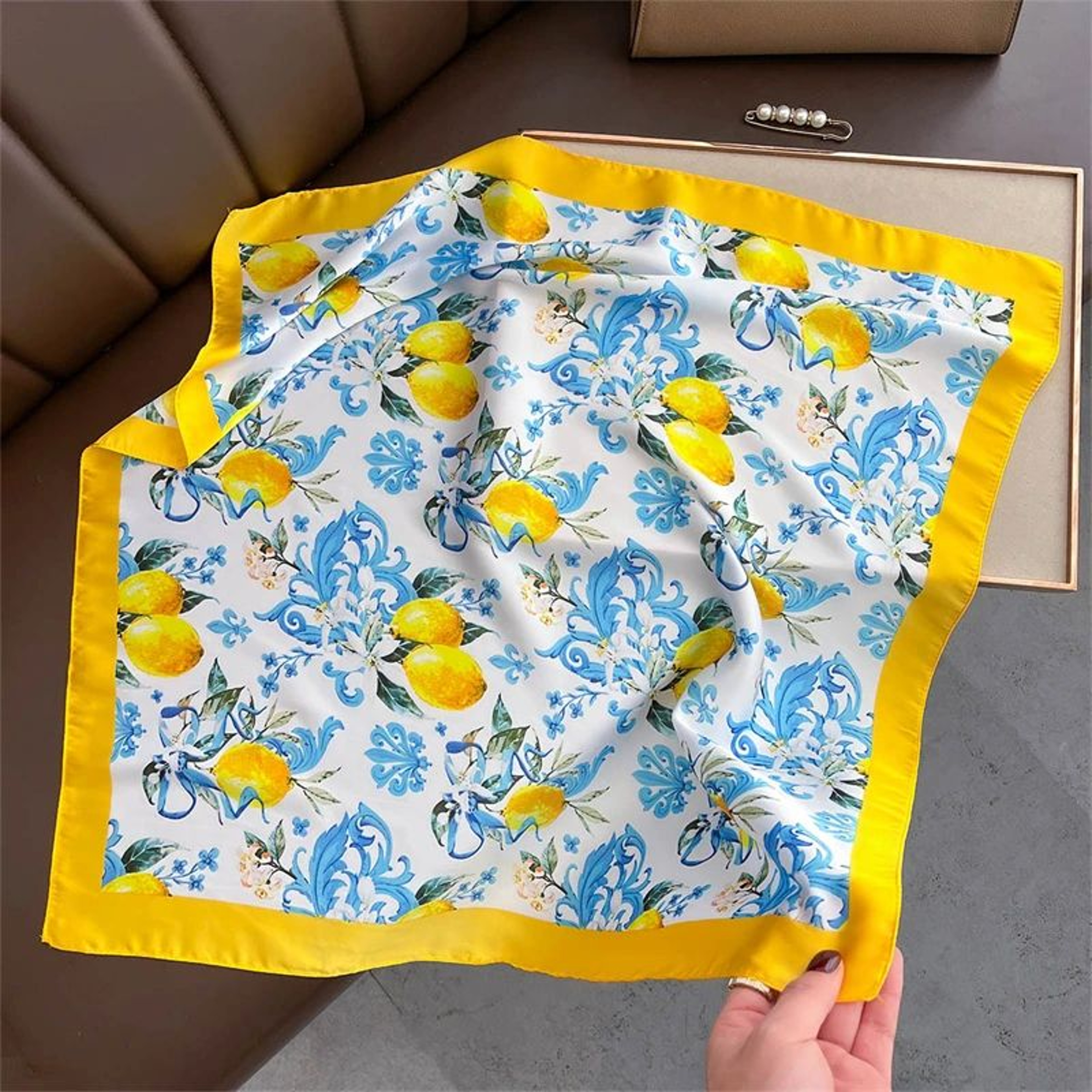Elegant Lightweight Square Silk Scarf  Breathable Womens Neck  Hair Wrap 9