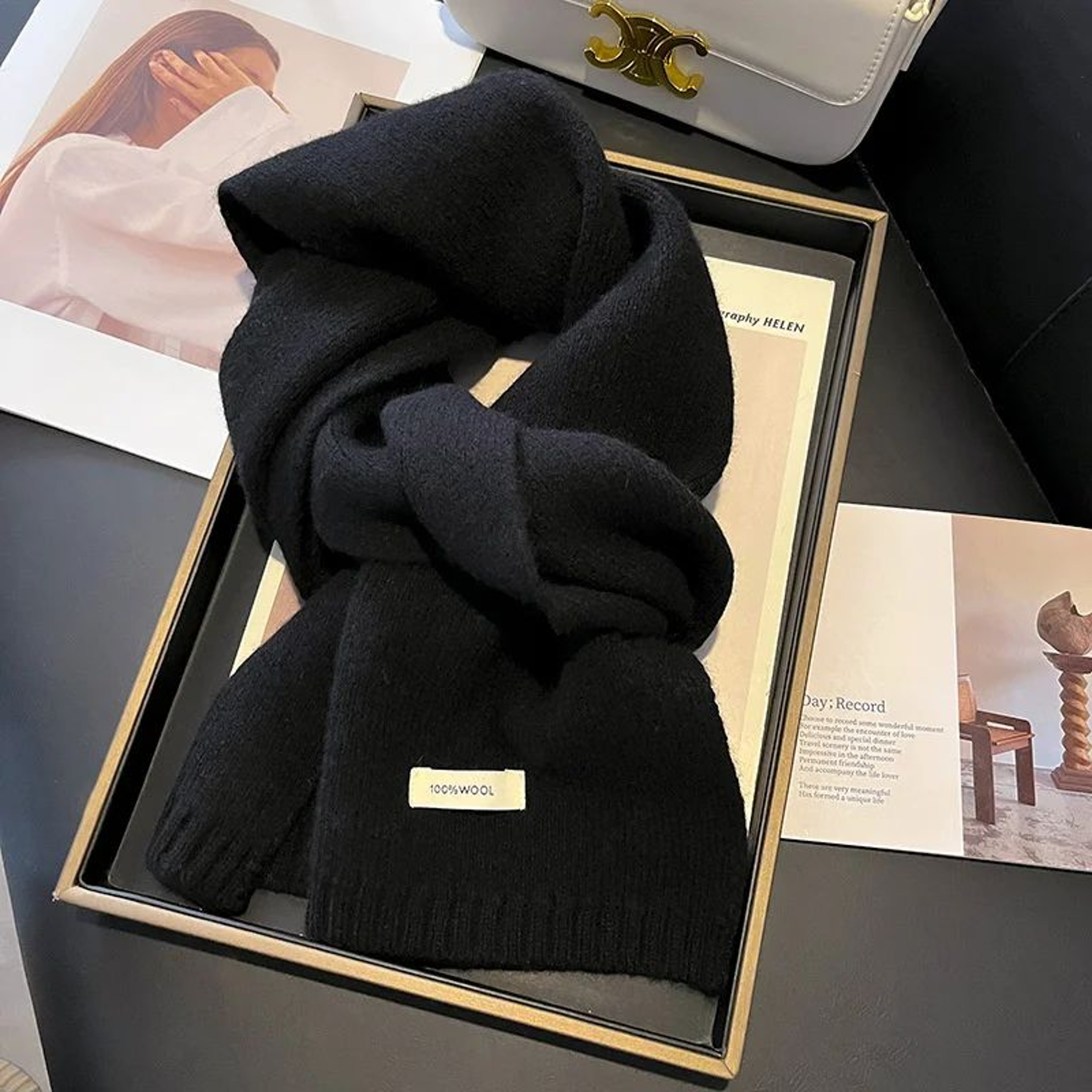 Premium Wool Knitted Winter Scarf  Thick Warm CashmereFeel Pashmina Shawl 6
