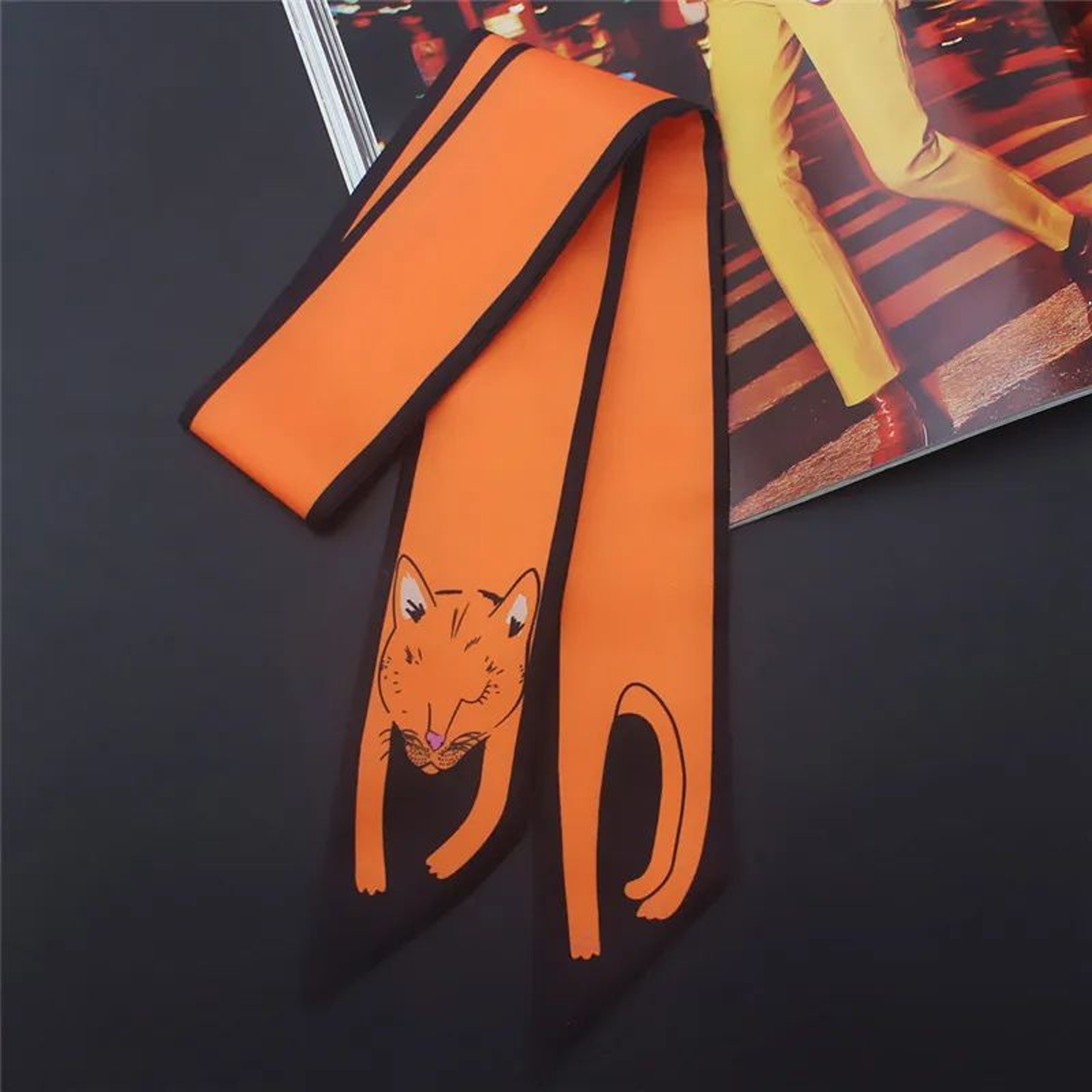 Luxury Animal Print Silk Skinny Scarf  Designer Bag Ribbon  Fashion Hair Tie 13