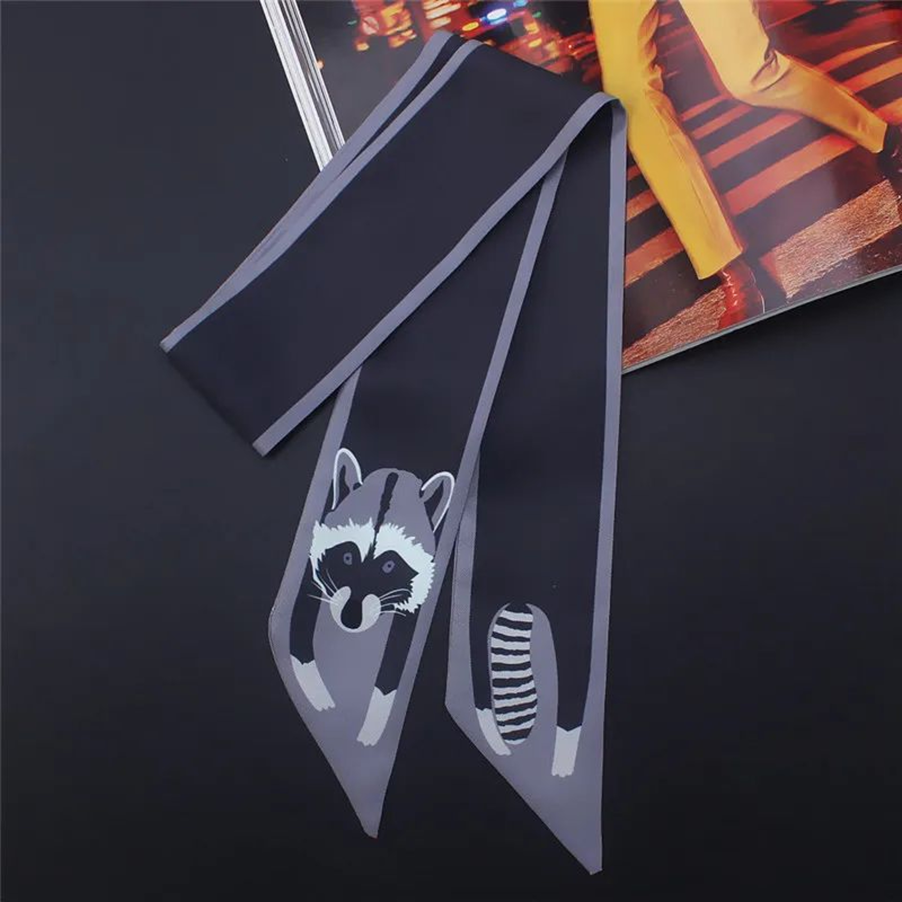 Luxury Animal Print Silk Skinny Scarf  Designer Bag Ribbon  Fashion Hair Tie 14