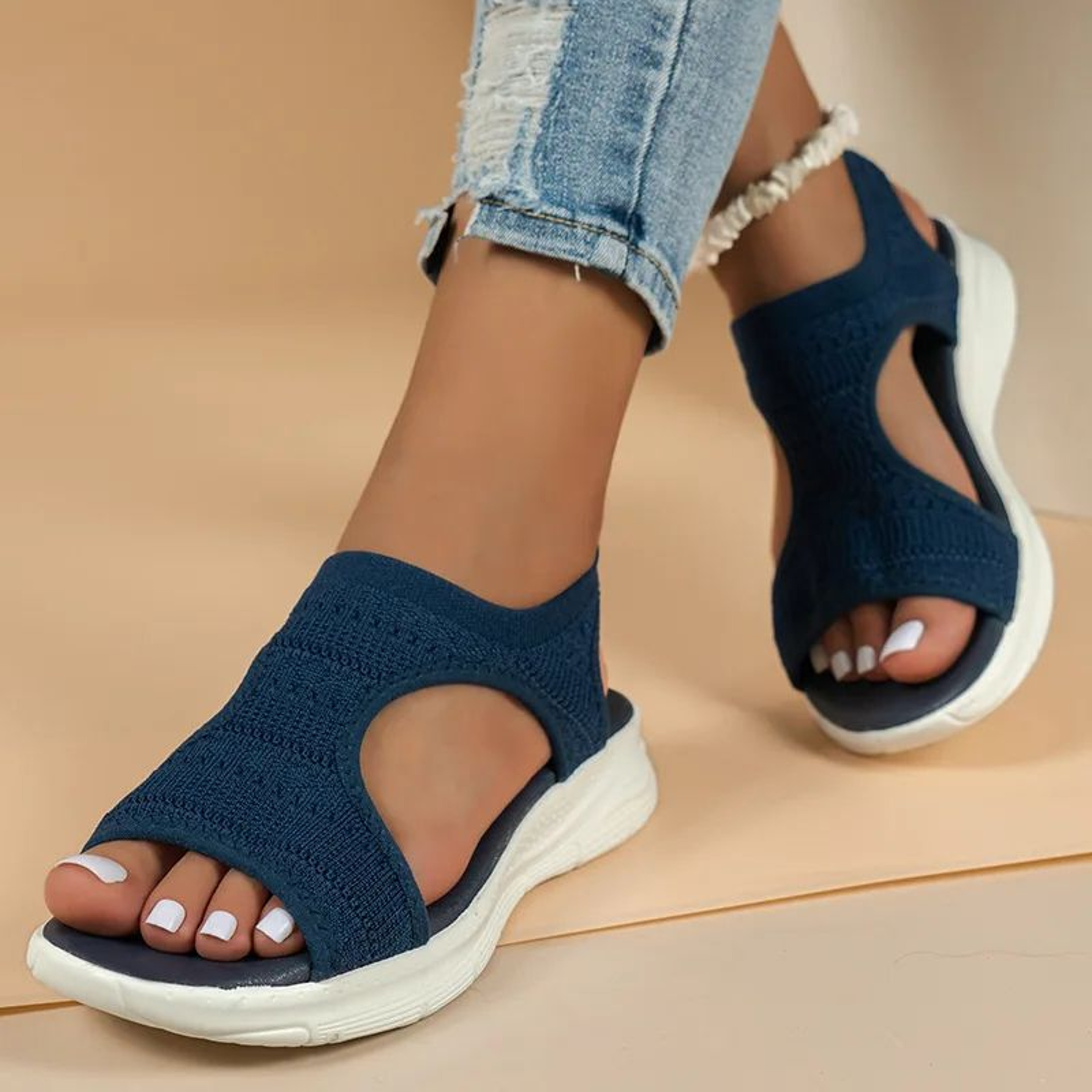 Womens Lightweight Mesh Wedge Sandals  Open Toe Summer Beach SlipOn Shoes 3