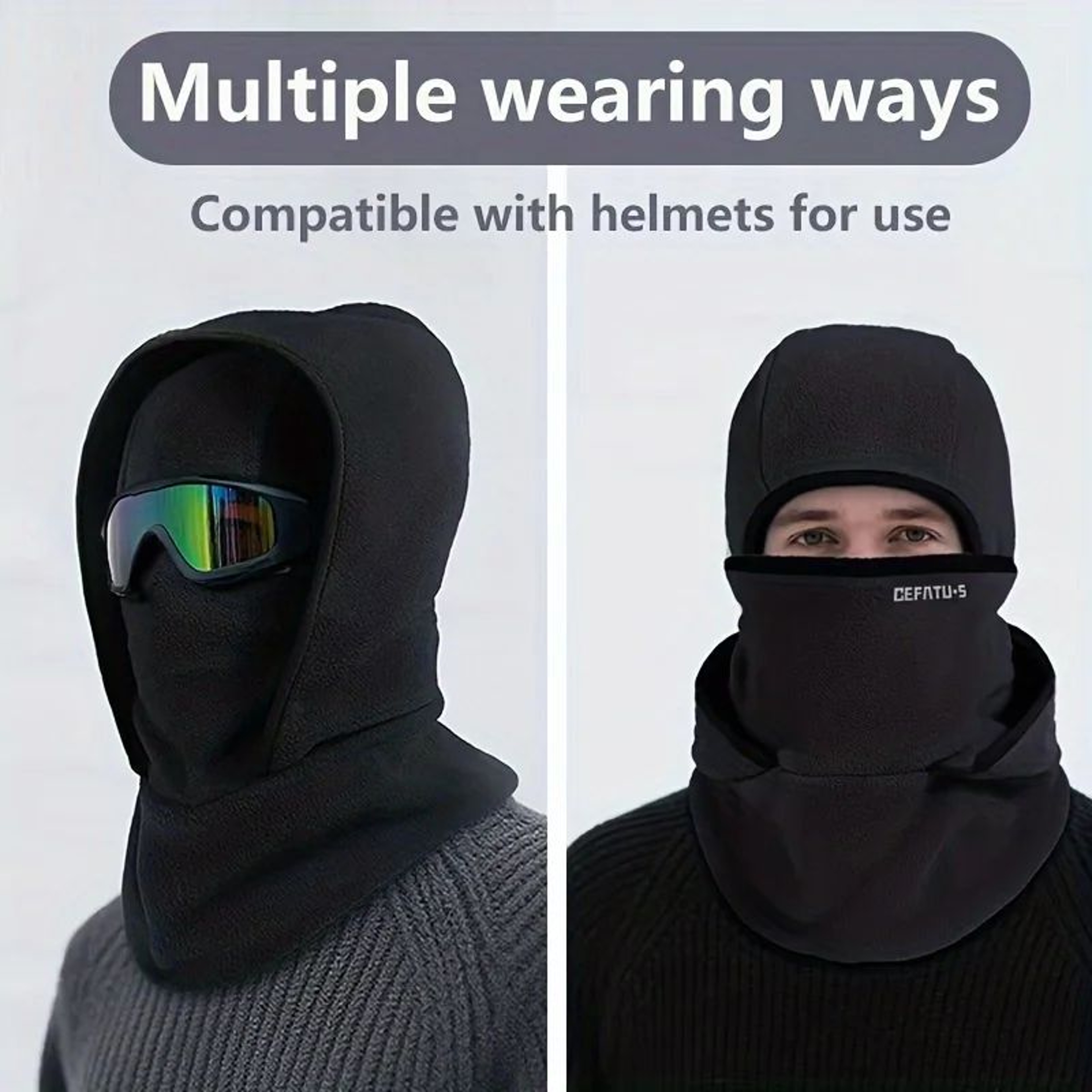 Winter TwoLayer Balaclava Hat With Integrated Head Cover  Thermal Outdoor Face  Neck Warmer 2