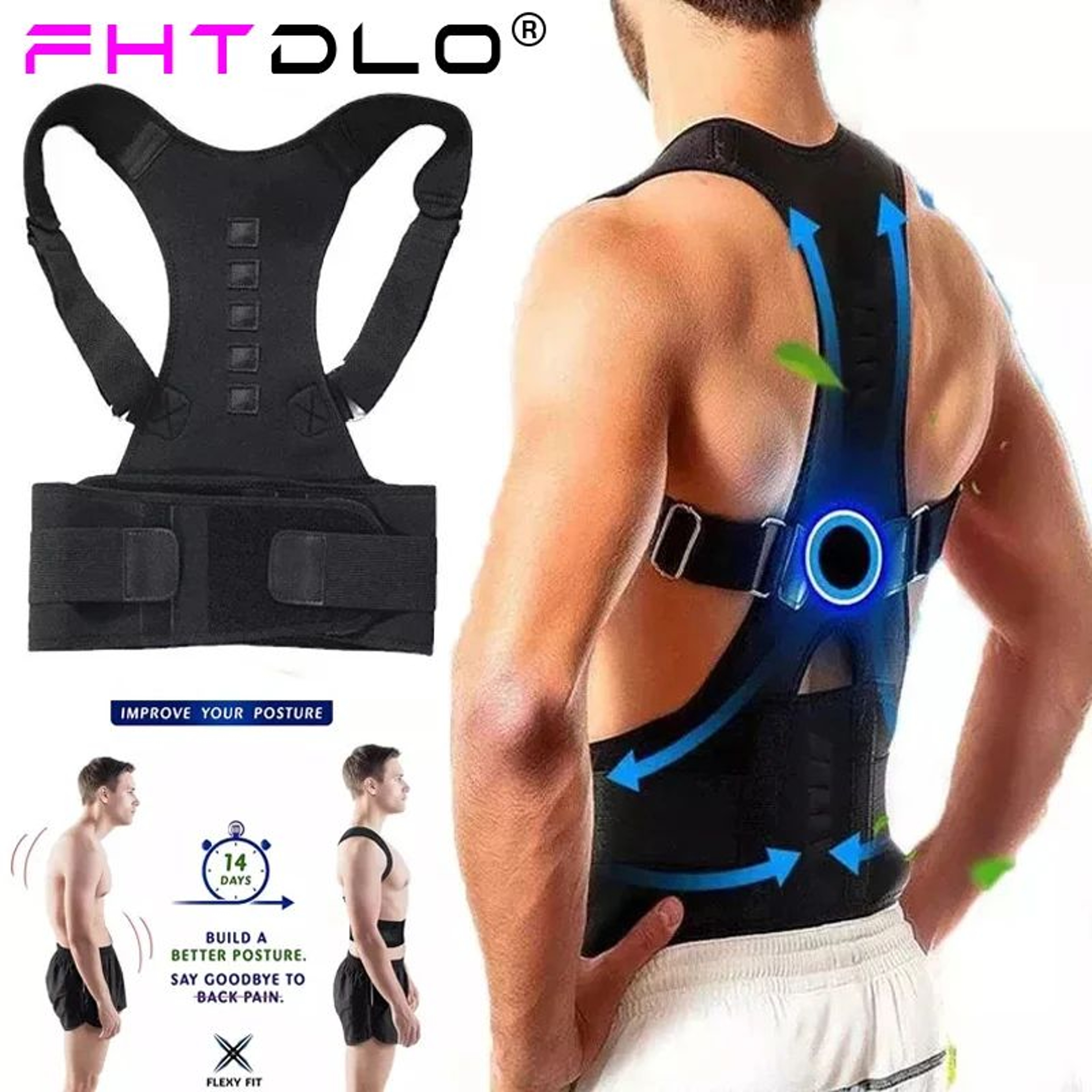 Magnetic Therapy Posture Corrector Belt  Adjustable Shoulder  Back Support Brace 0