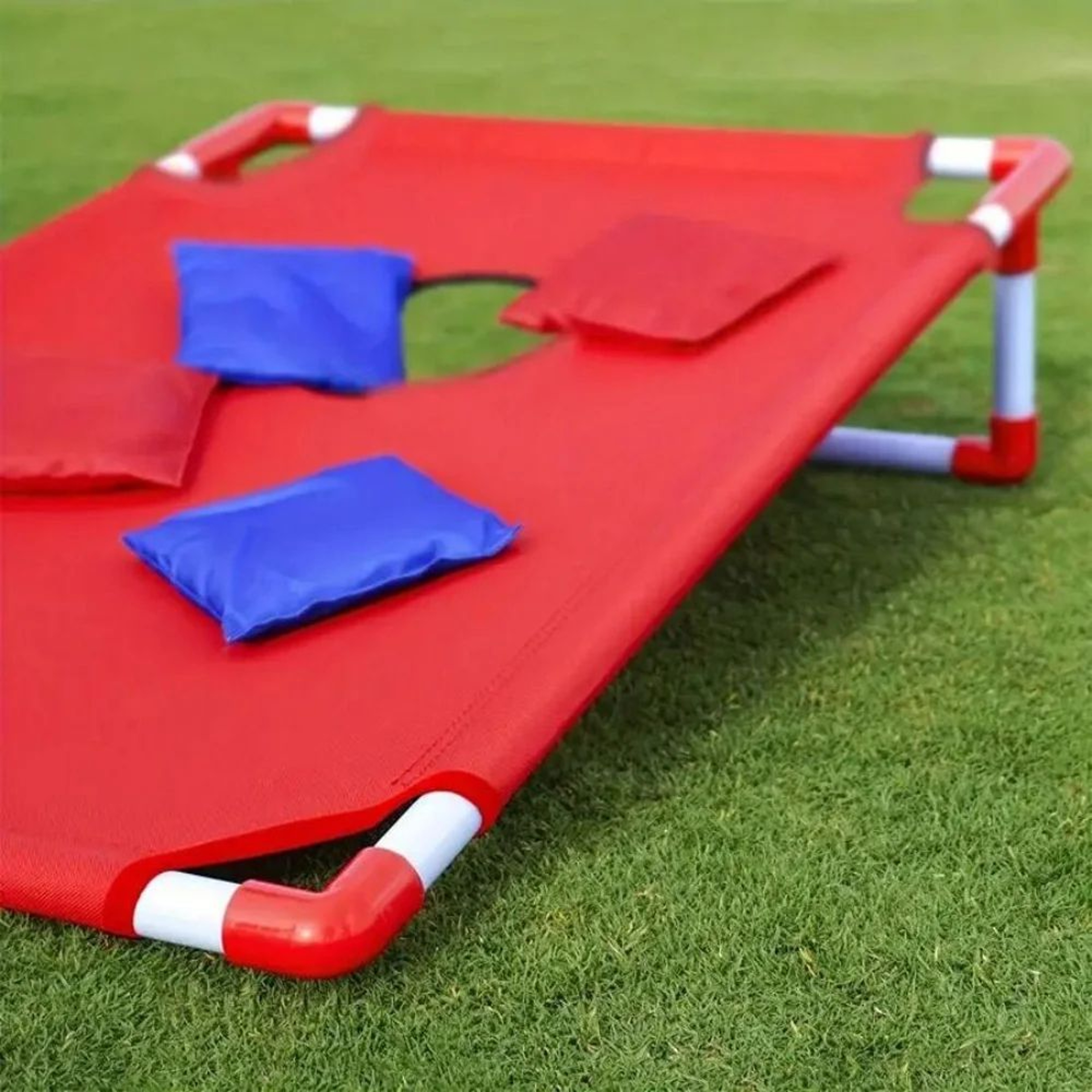 Portable Cornhole Board Set With 6 Bean Bags  Red  Blue Yard Toss Game 4