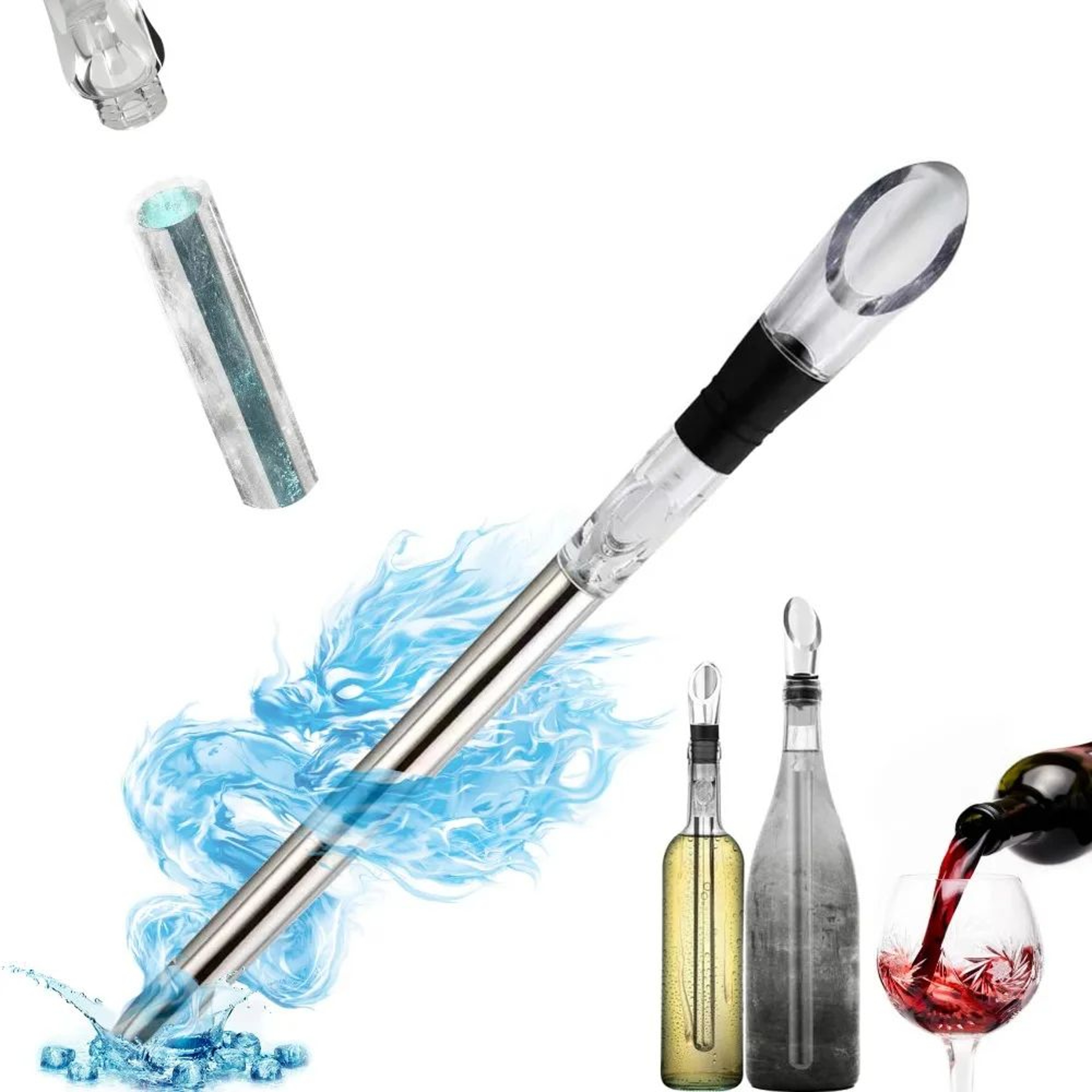 Stainless Steel Wine Cooling Stick  Rapid 15Minute Bottle Chiller Without Dilution 0