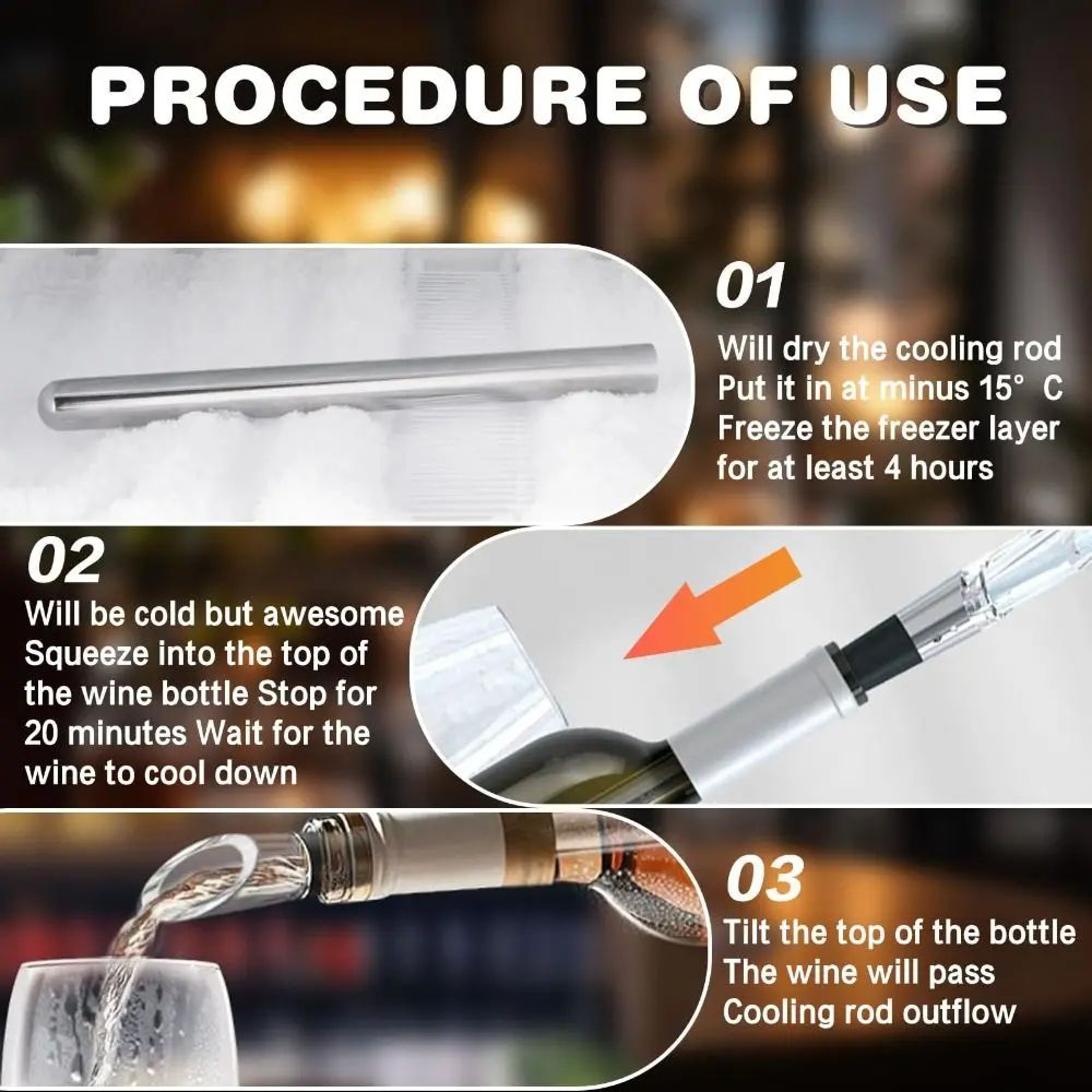 Stainless Steel Wine Cooling Stick  Rapid 15Minute Bottle Chiller Without Dilution 2