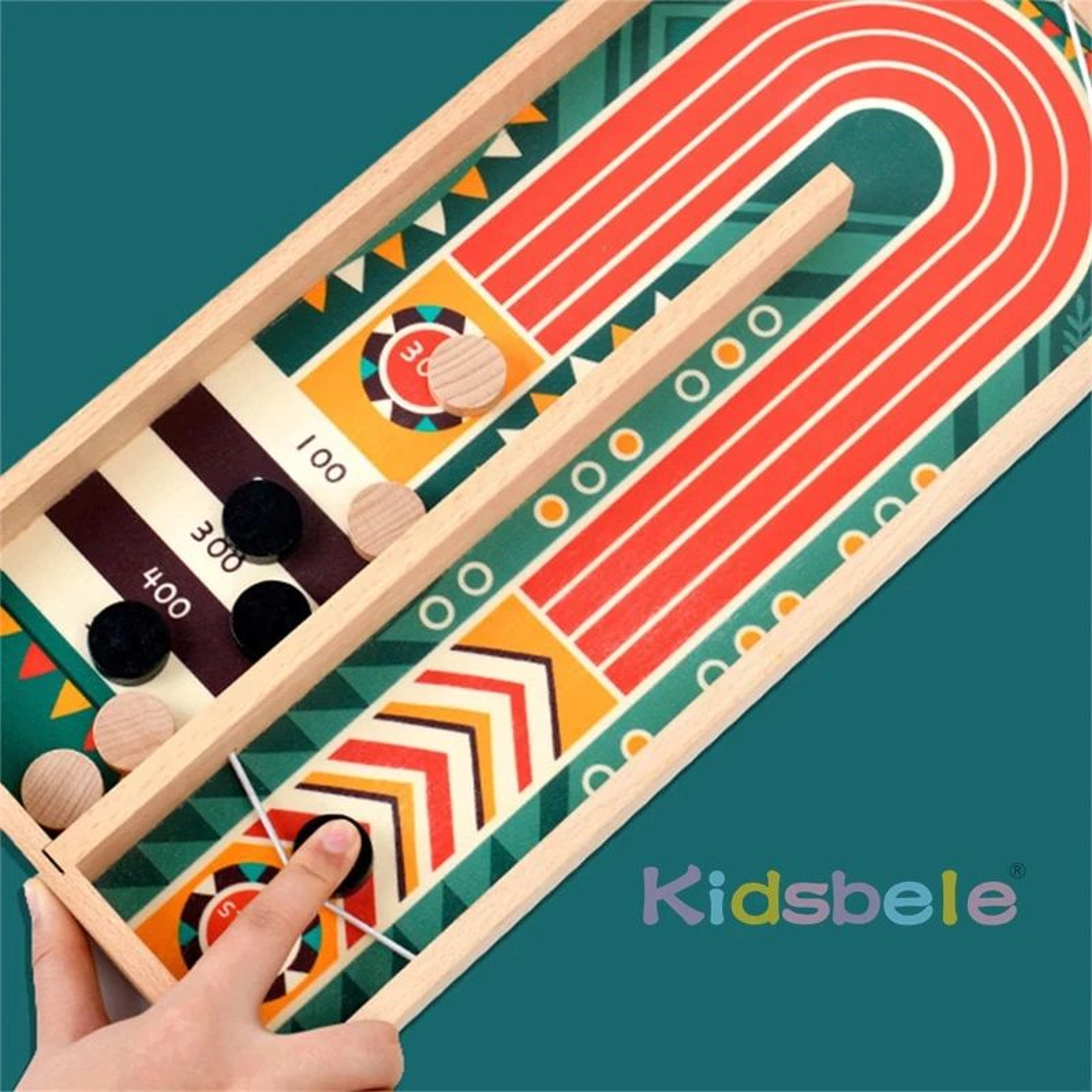 RapidSling Wooden Disc Battle Board Game  FastPaced Family Tabletop Curling Challenge 3