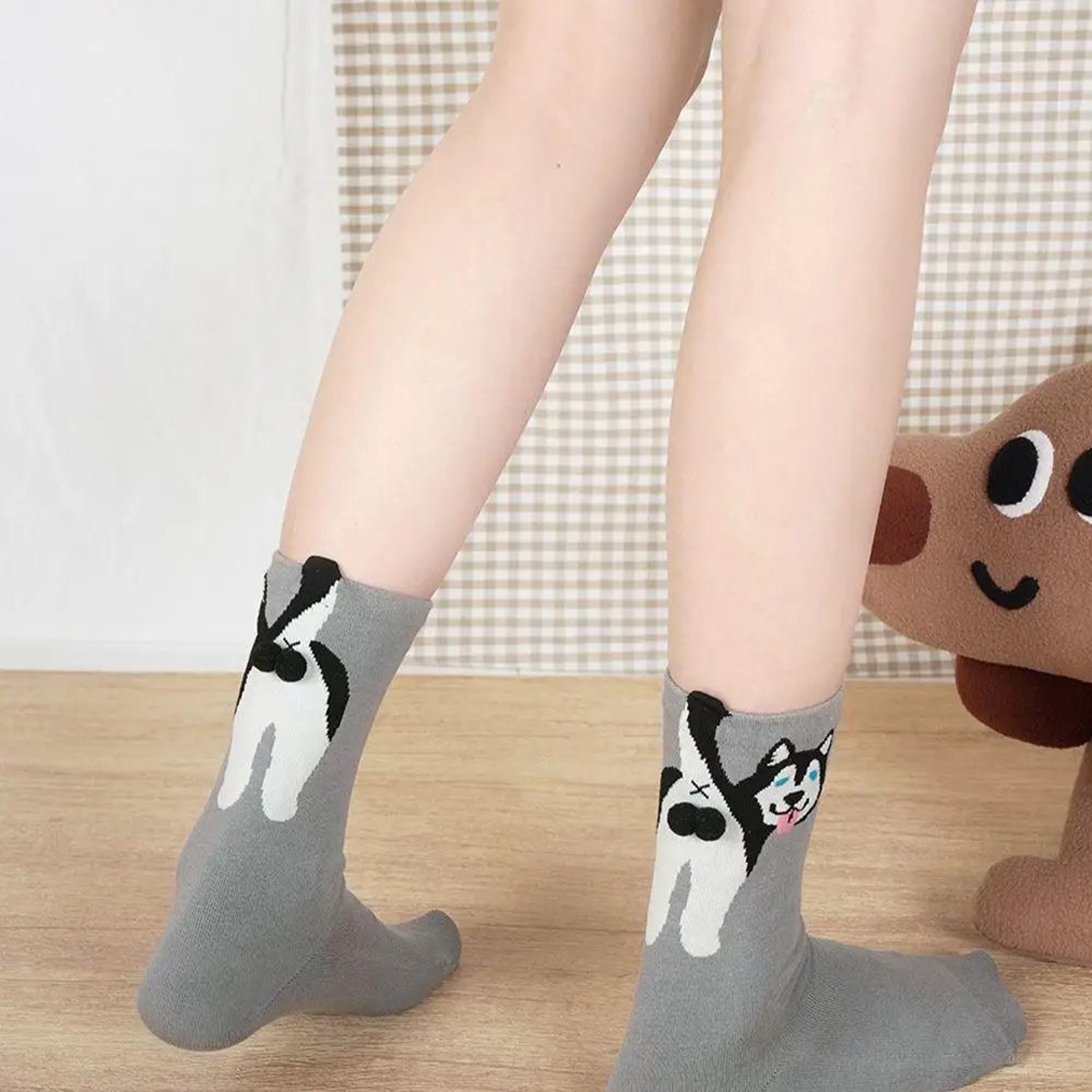 ALLTOOALL Cute 3D Cat Ball MidCalf Socks  Korean Style Funny Womens Crew Socks 10