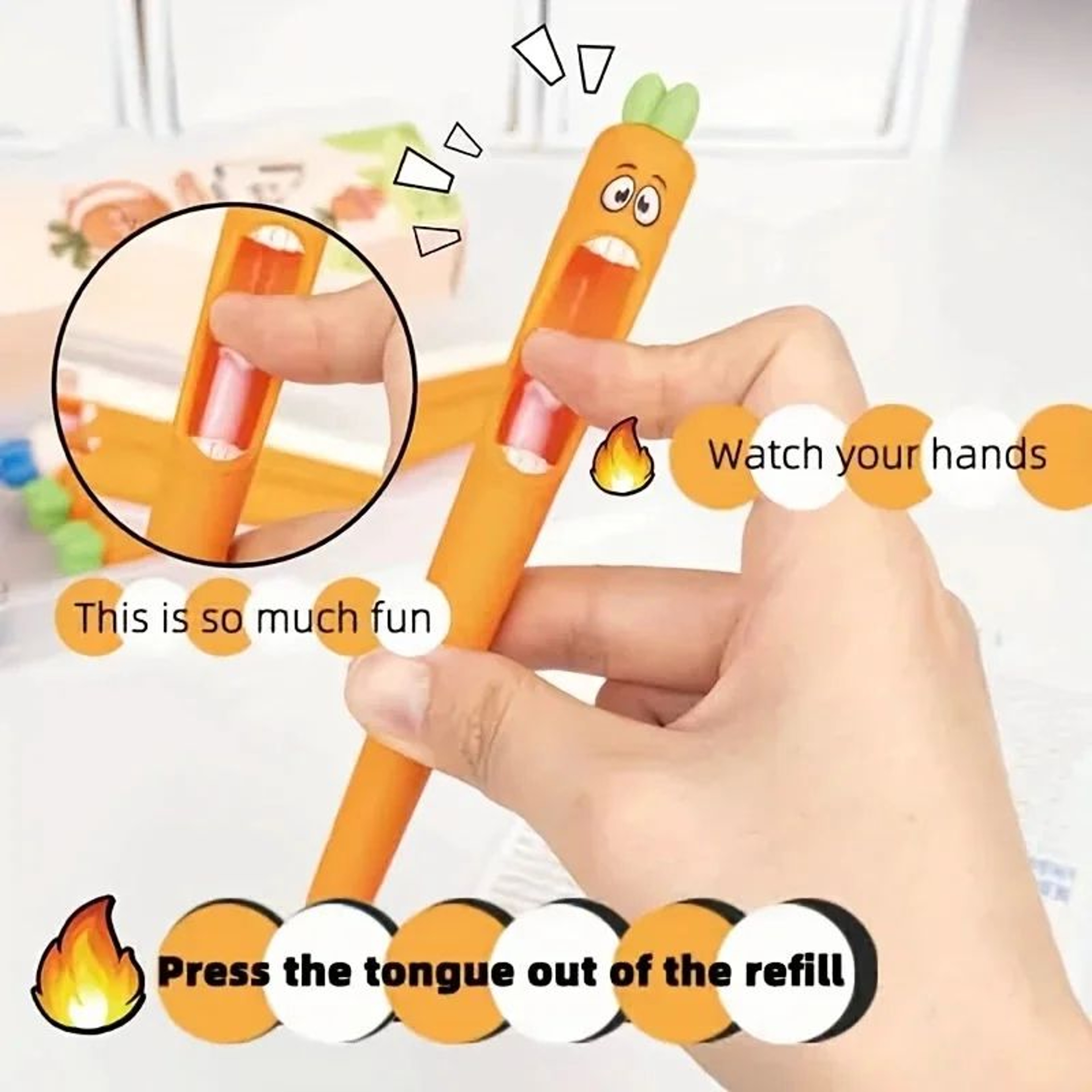 4pcs MultiExpression Radish Gel Pens  Cute Black Ink Novelty Stationery For Easter Gifts  Party Fav 2