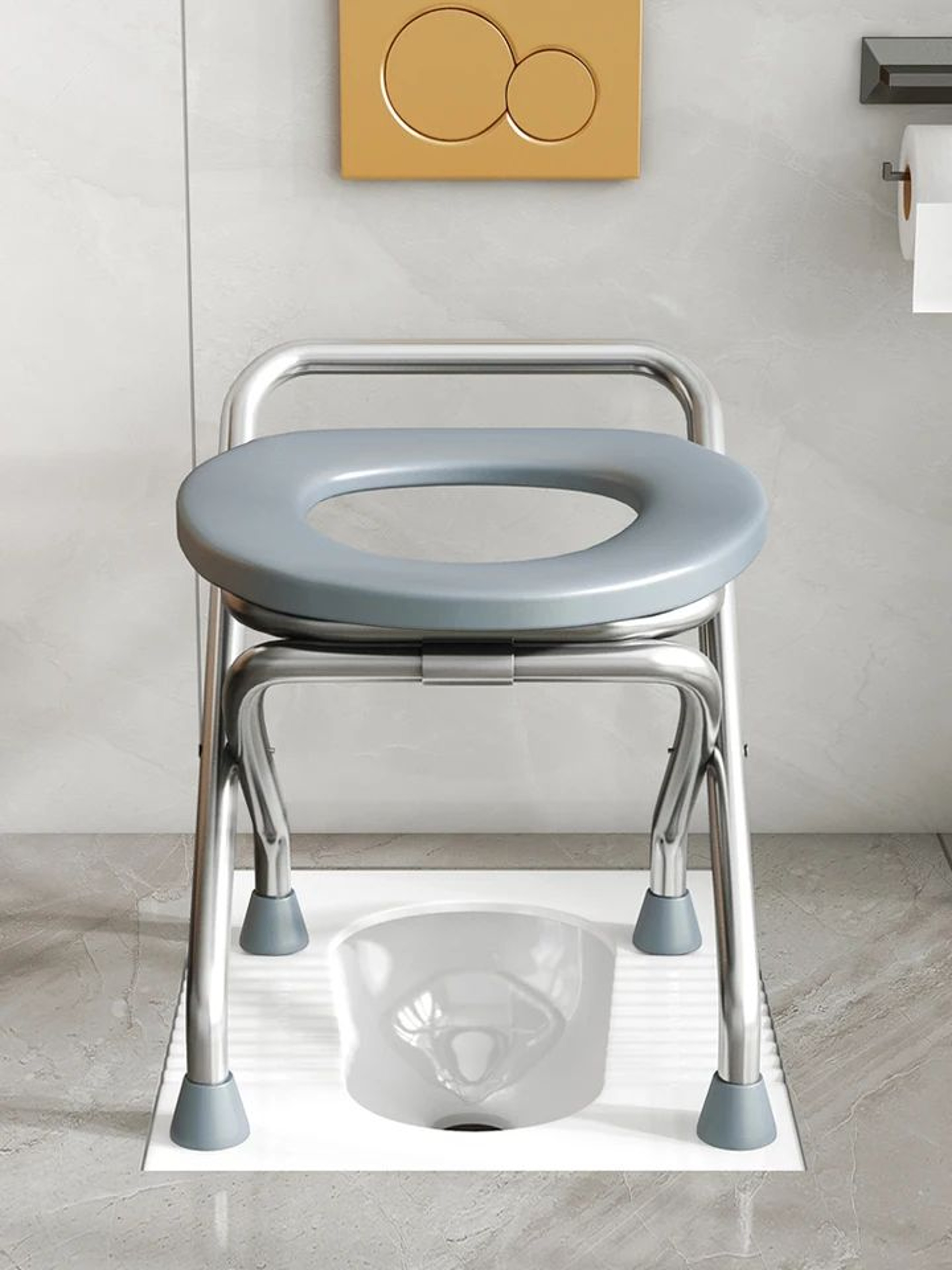 Foldable Stainless Steel Bedside Commode Chair  Portable Toilet Chair For Elderly  Pregnant Women 1