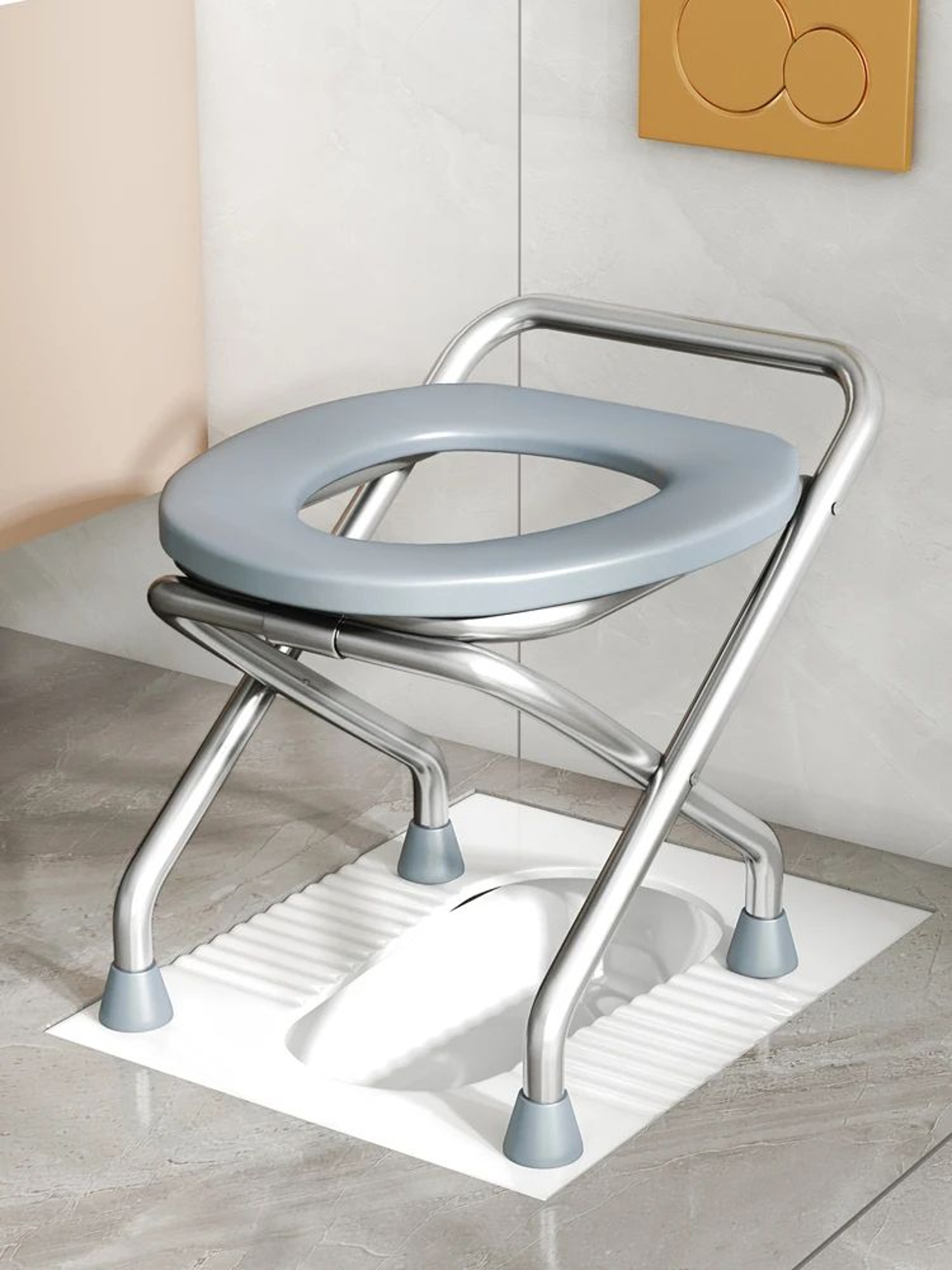 Foldable Stainless Steel Bedside Commode Chair  Portable Toilet Chair For Elderly  Pregnant Women 4