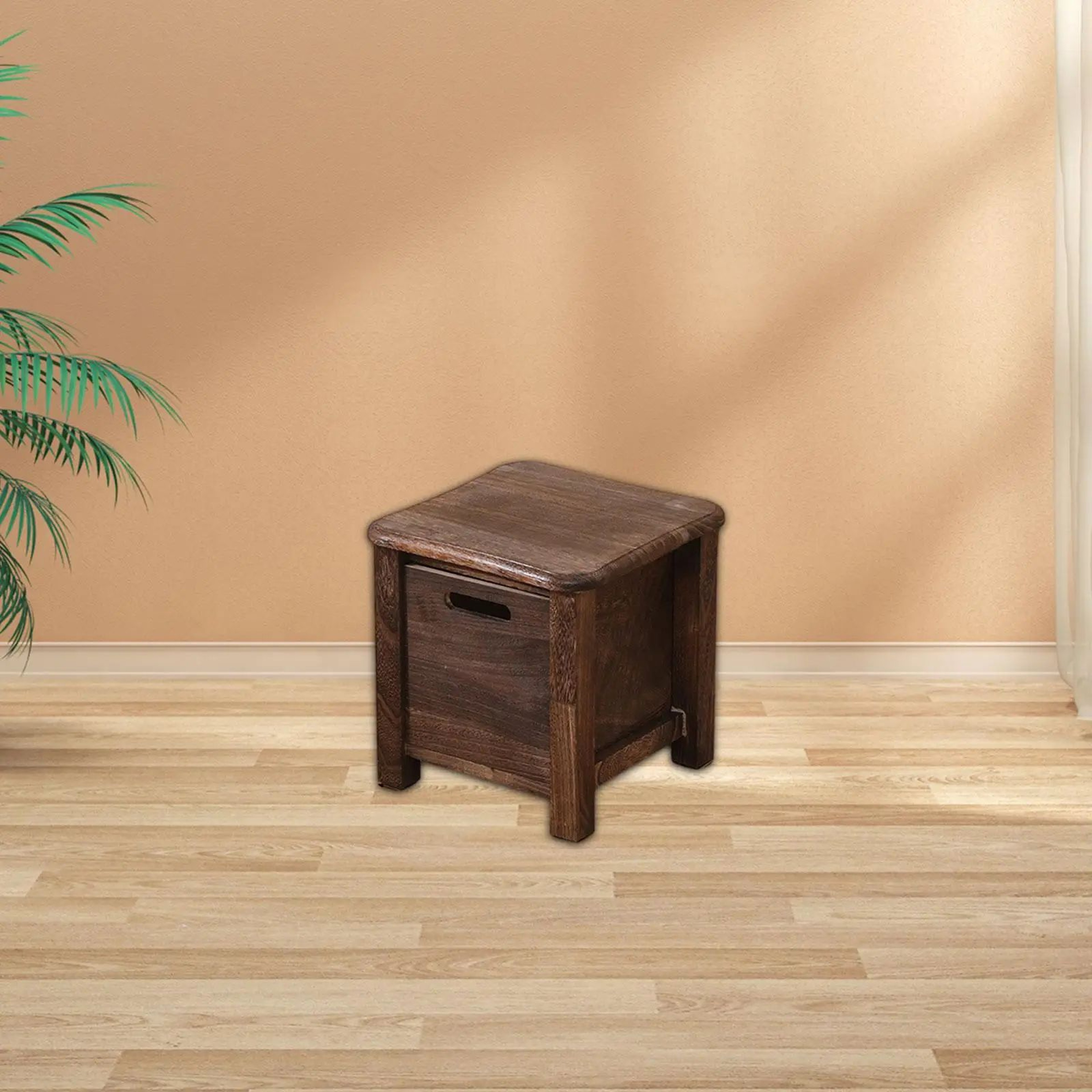 Nordic Solid Wood Storage Stool With Drawer  Square Entryway Shoe Bench  Bedside Table 3