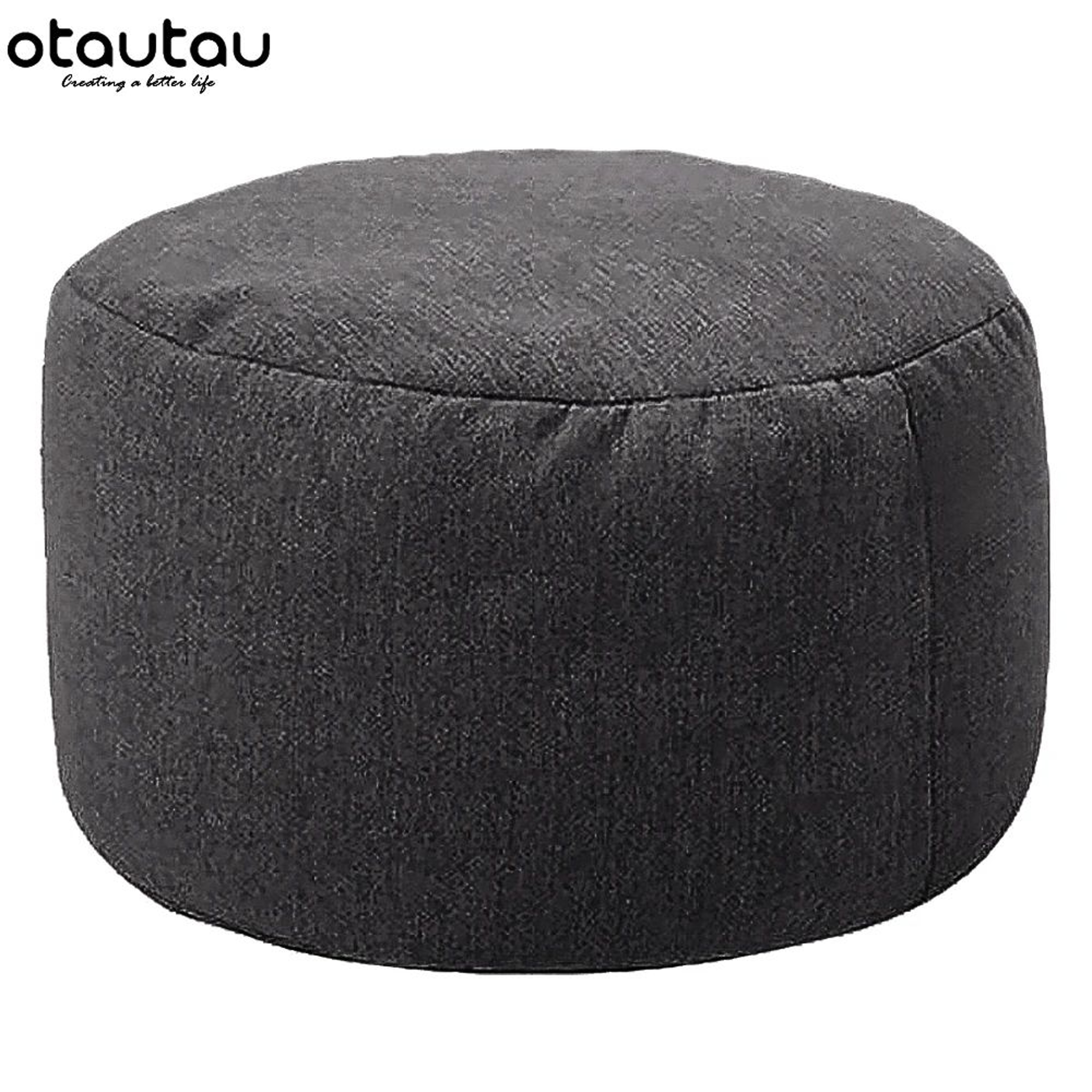 Round Linen Bean Bag Ottoman  Filled Pouf Footstool For Living Room  Tatami Seating 8