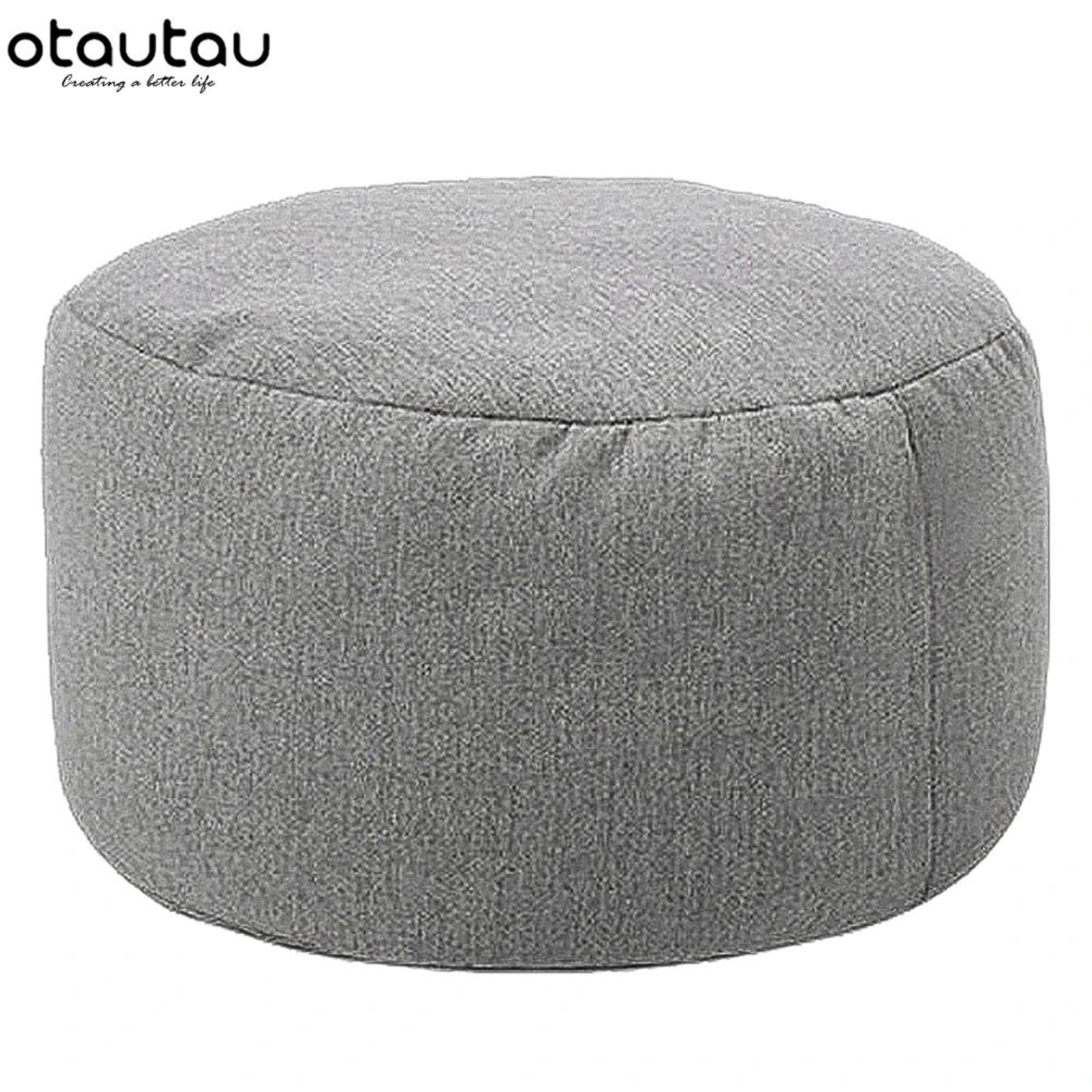 Round Linen Bean Bag Ottoman  Filled Pouf Footstool For Living Room  Tatami Seating 11