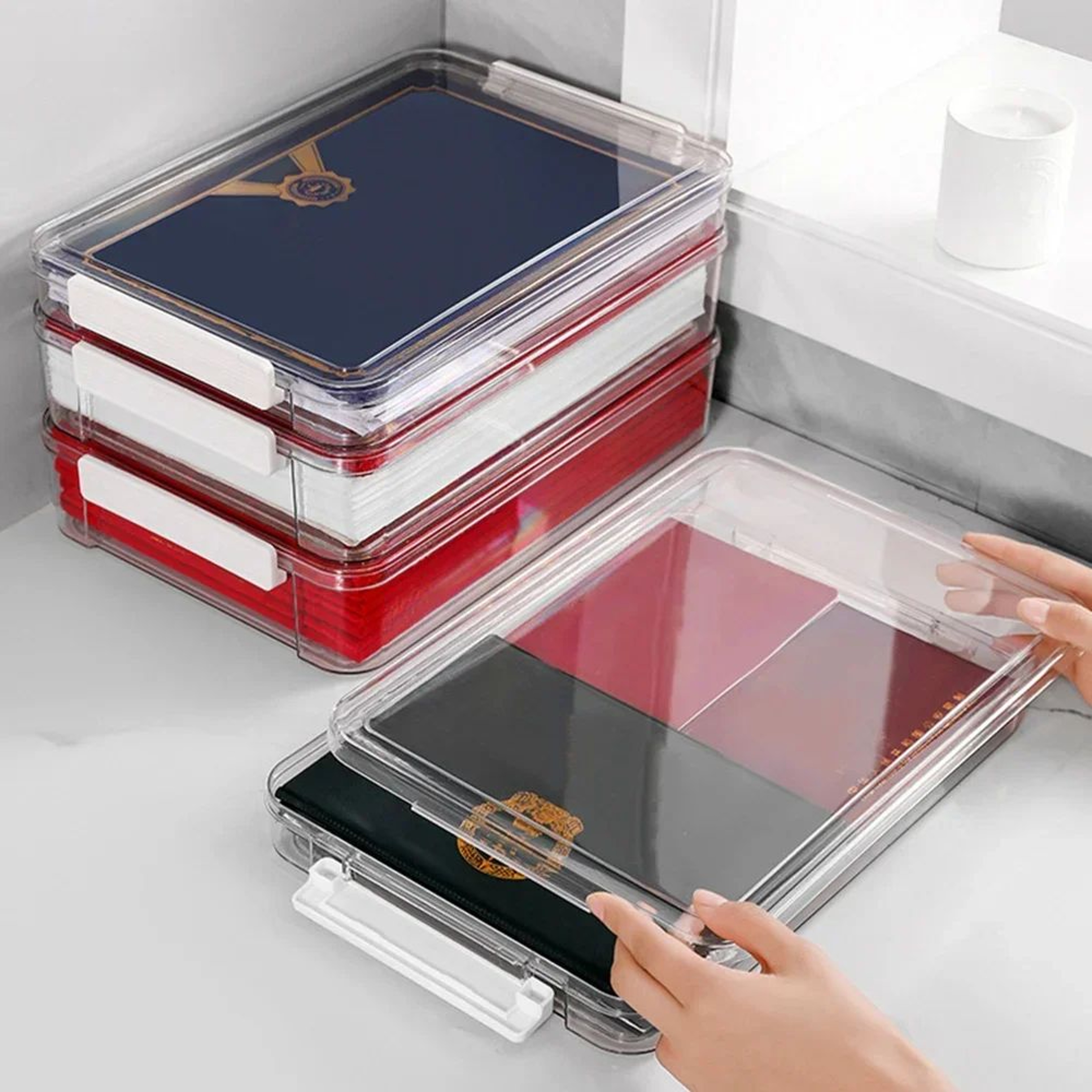 Clear Acrylic A4 File Organizer Box  Transparent Desktop Document  Paper Storage Case 1